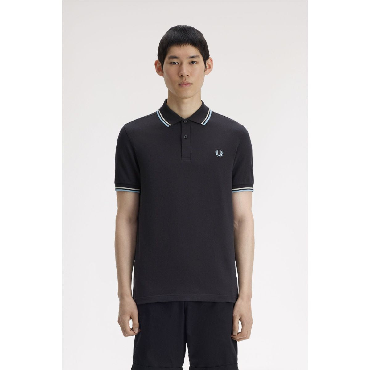 Fred Perry Twin Tipped Polo Shirt - Anchor Grey / Ecru / Ball Boy Blue