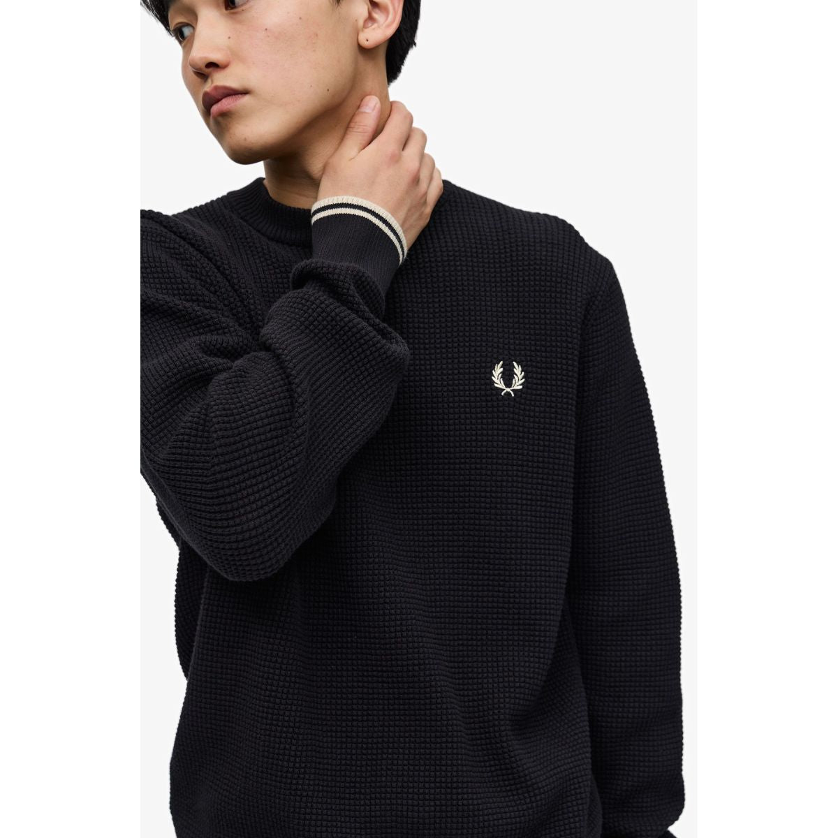 Fred Perry Waffle Stitch Sweater - Black