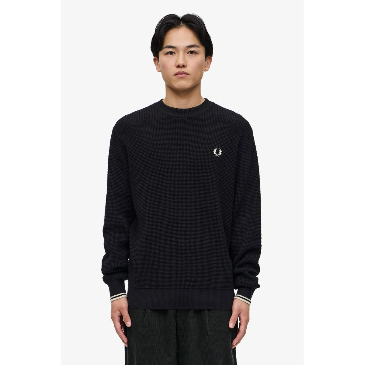 Pull ras du cou classique Fred Perry - Vert nuit