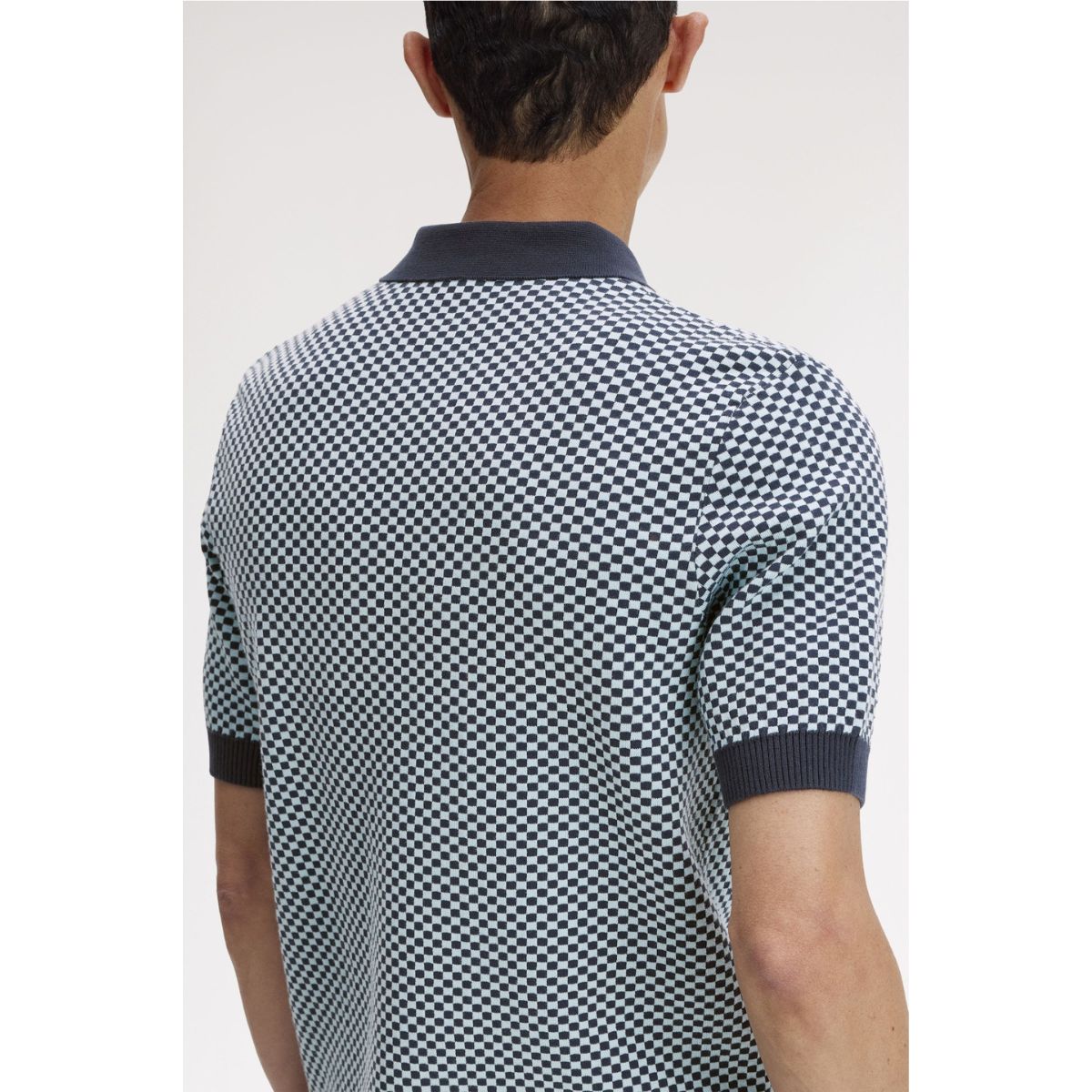 Fred Perry Chequerboard Knitted Shirt - Dark Airforce - Public Mercantile