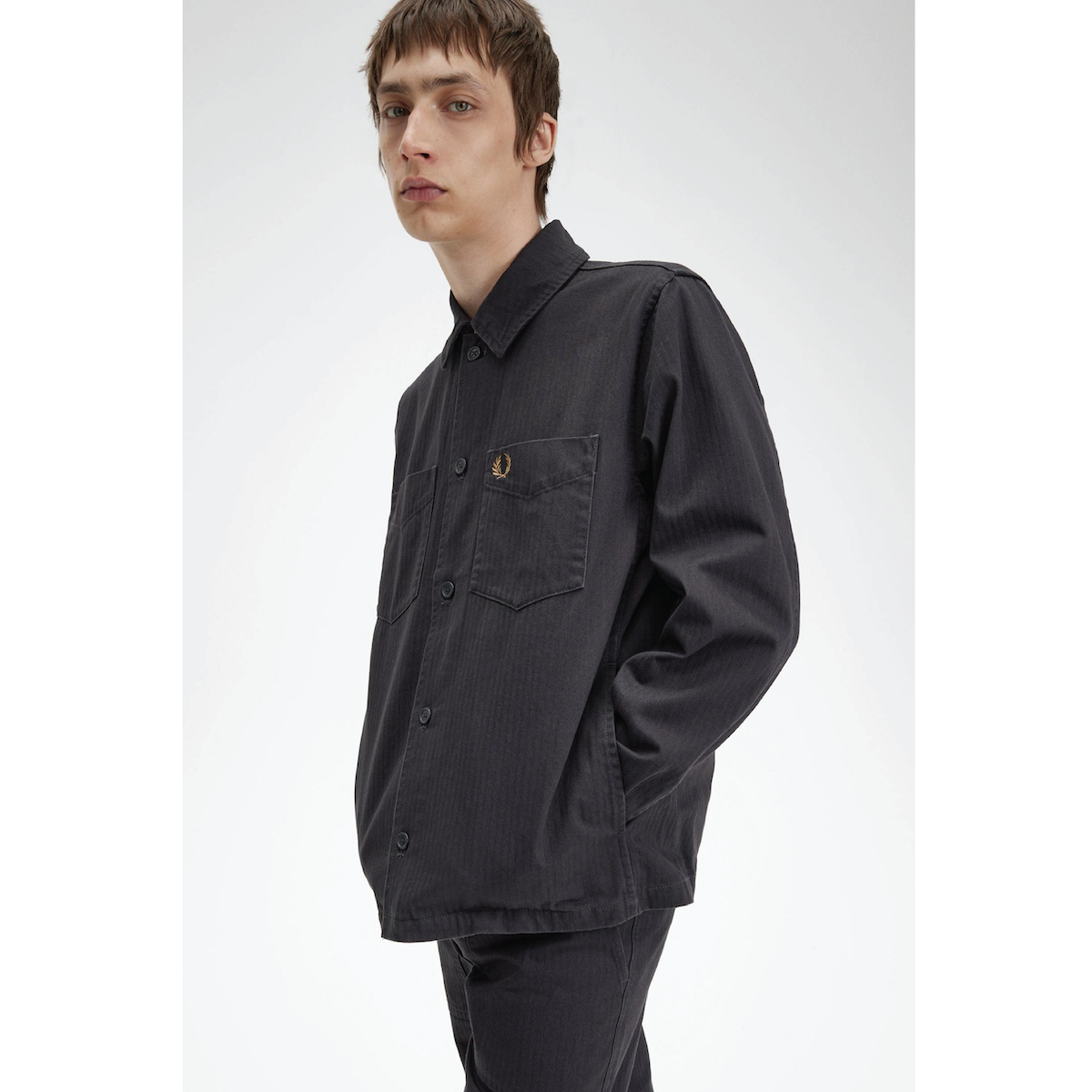 Fred Perry Herringbone Overshirt Navy