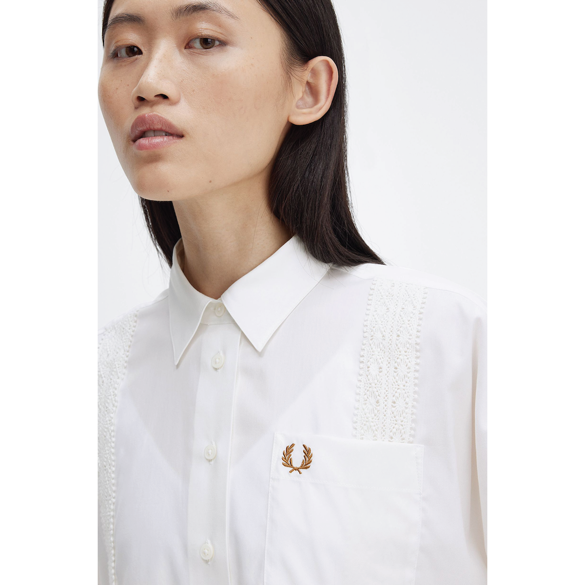 Fred Perry Lace Tape Shirt — Snow White - Public Mercantile