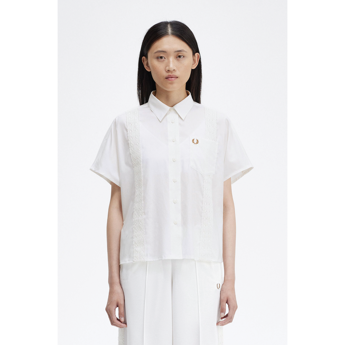 Fred Perry Lace Tape Shirt — Snow White - Public Mercantile