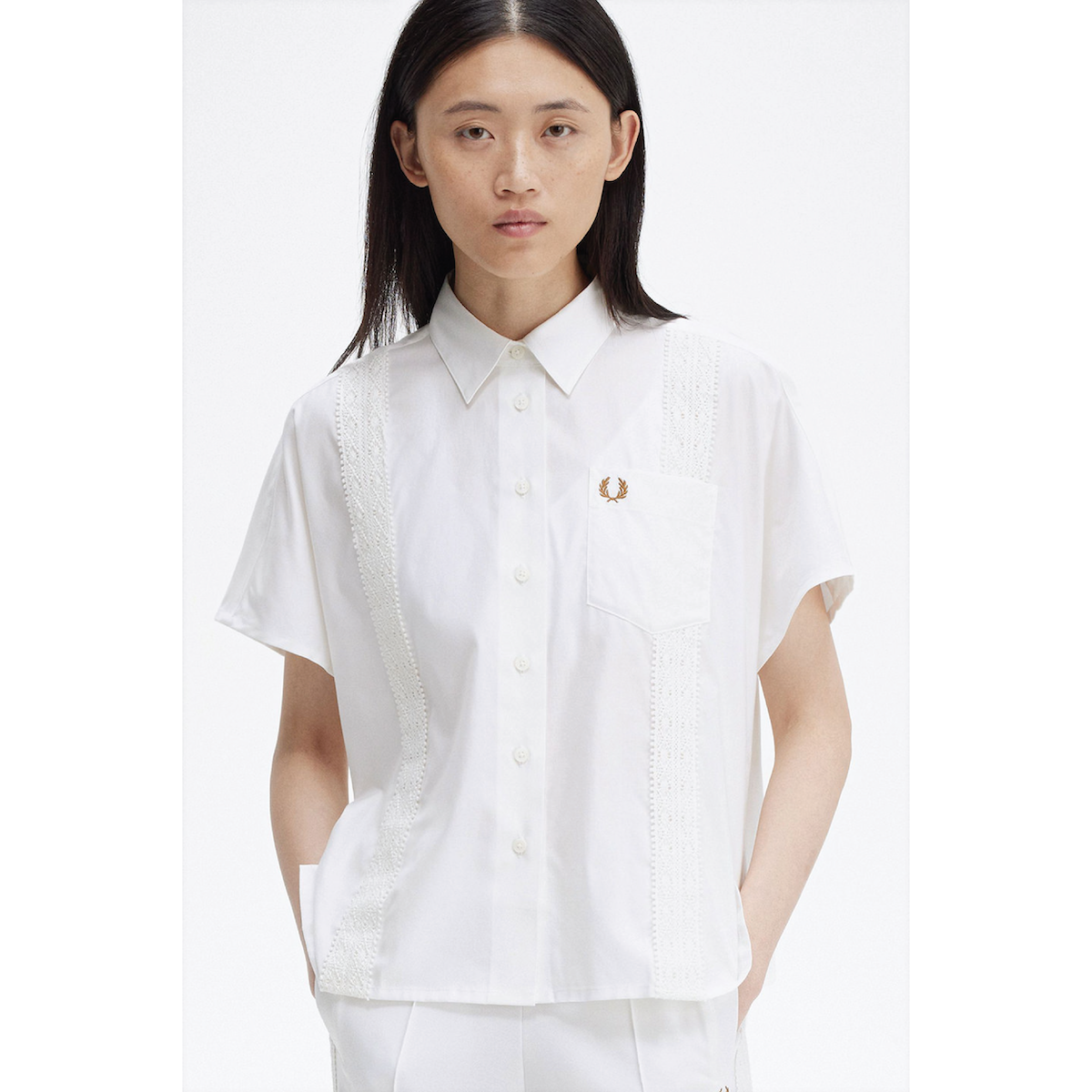 Fred Perry Lace Tape Shirt — Snow White - Public Mercantile
