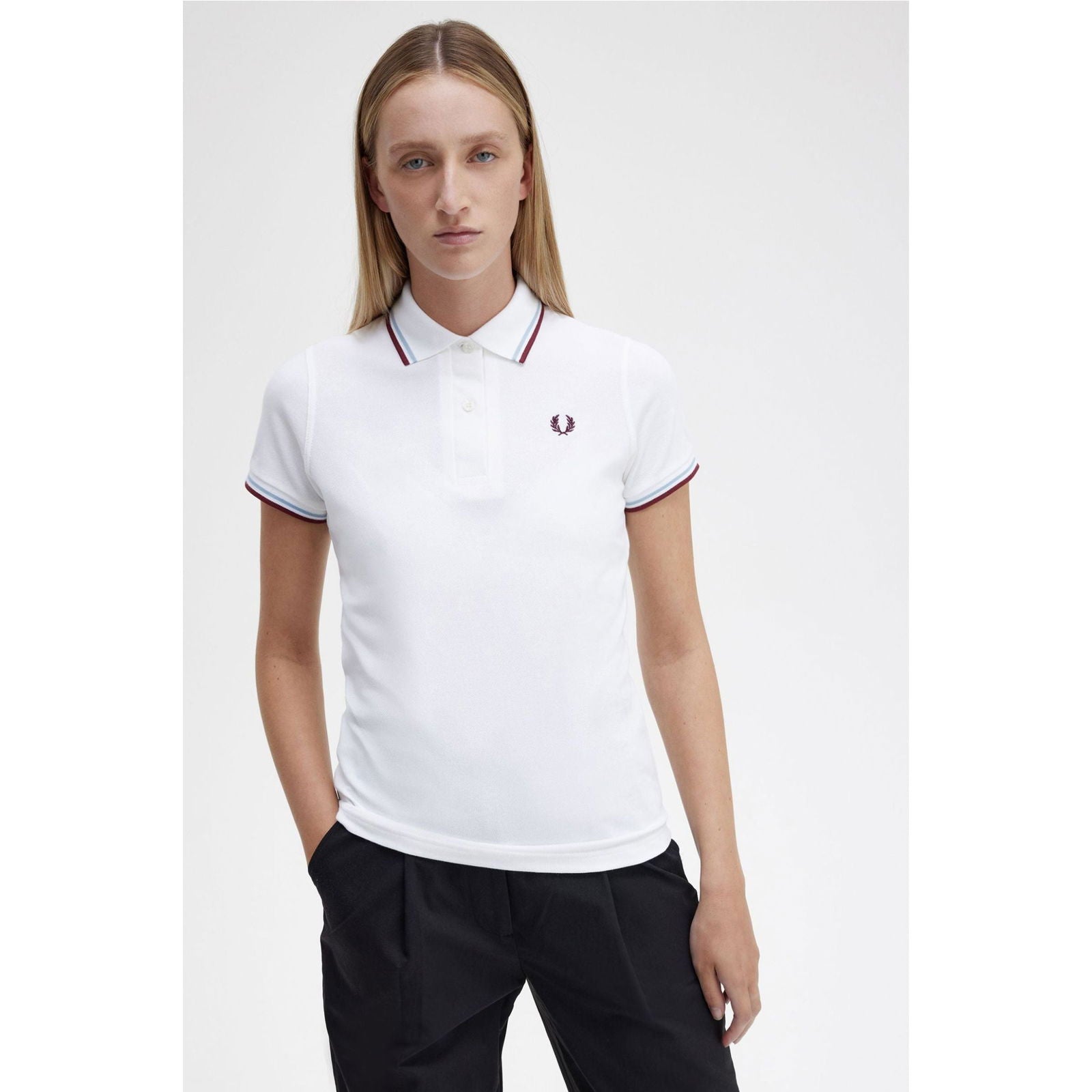 Fred Perry Twin-Tipped Shirt - White/Maroon - Public Mercantile