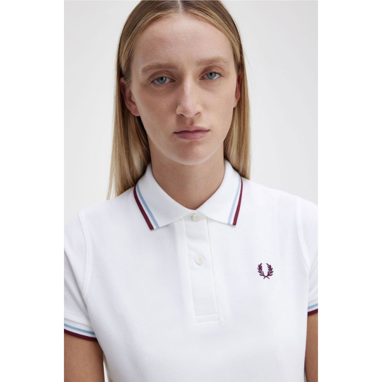 Fred Perry Twin-Tipped Shirt - White/Maroon - Public Mercantile