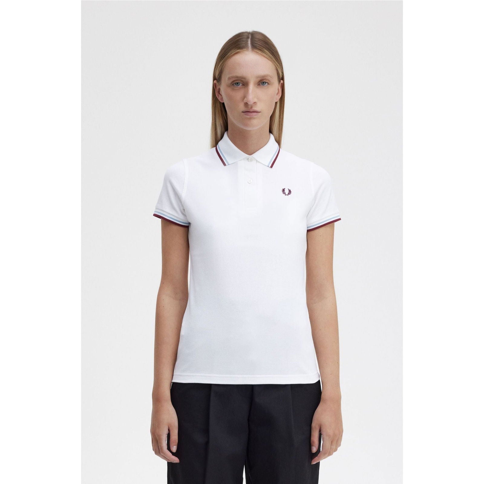 Fred Perry Twin-Tipped Shirt - White/Maroon - Public Mercantile