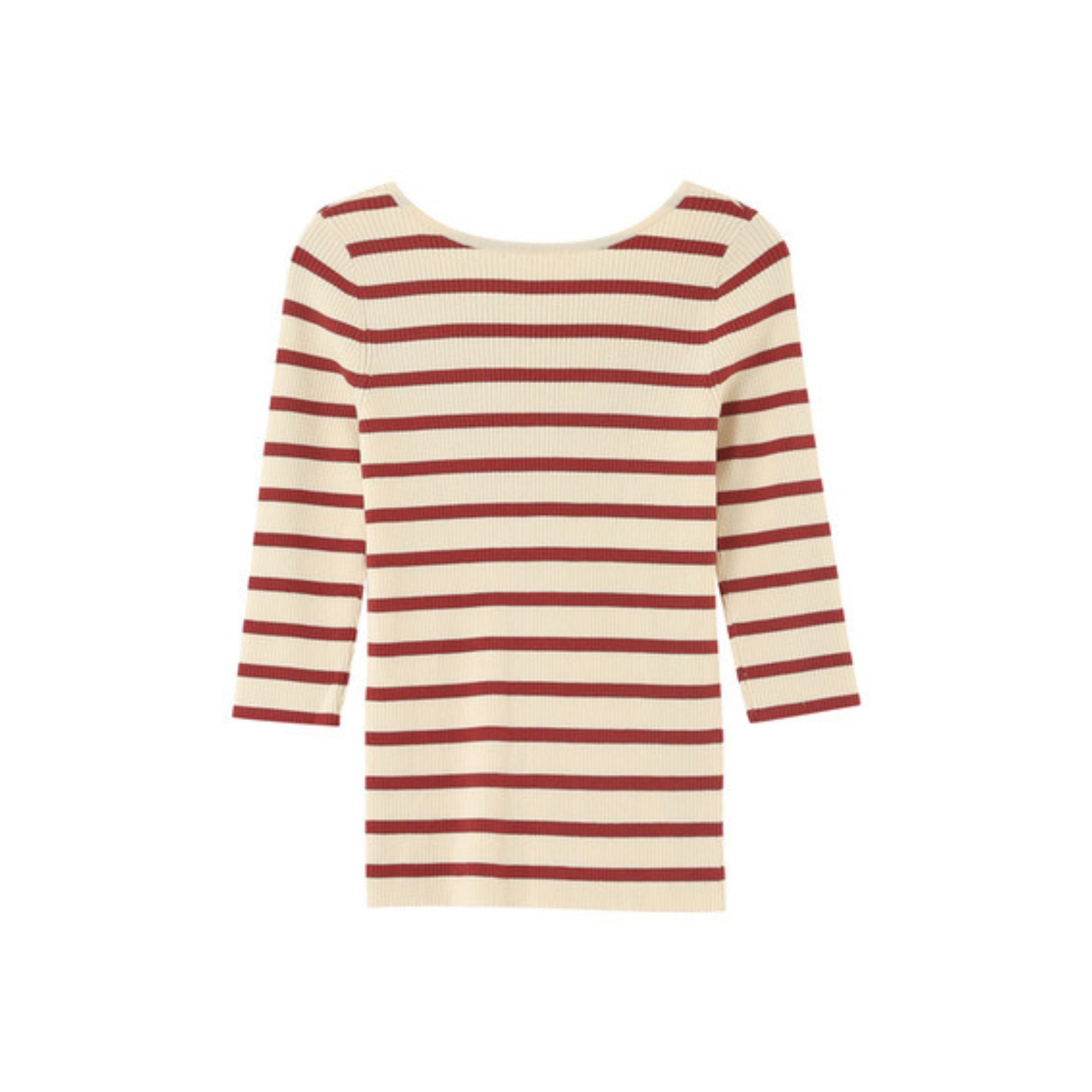 Paige V-Neck Striped Top — Terracotta