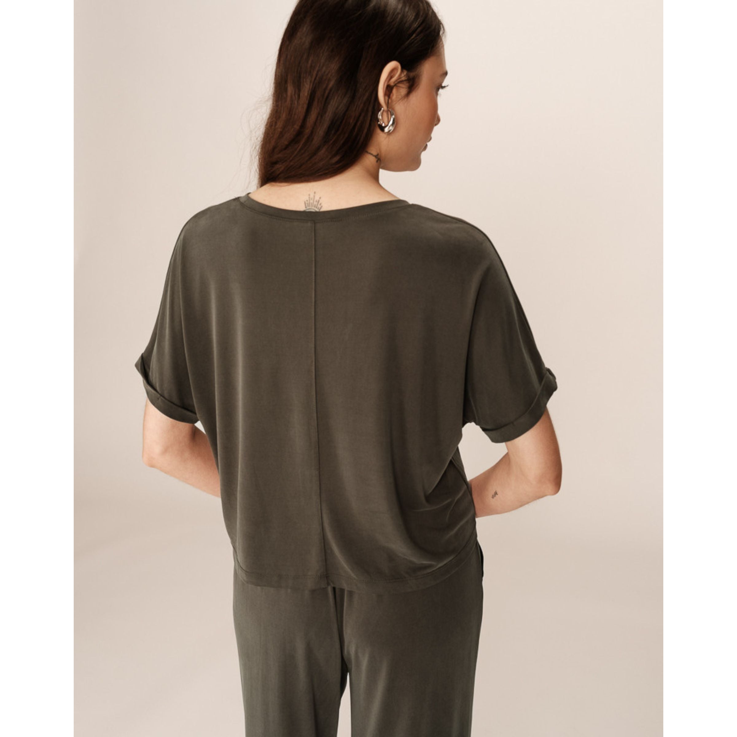 T-shirt oversize Parme — Kaki