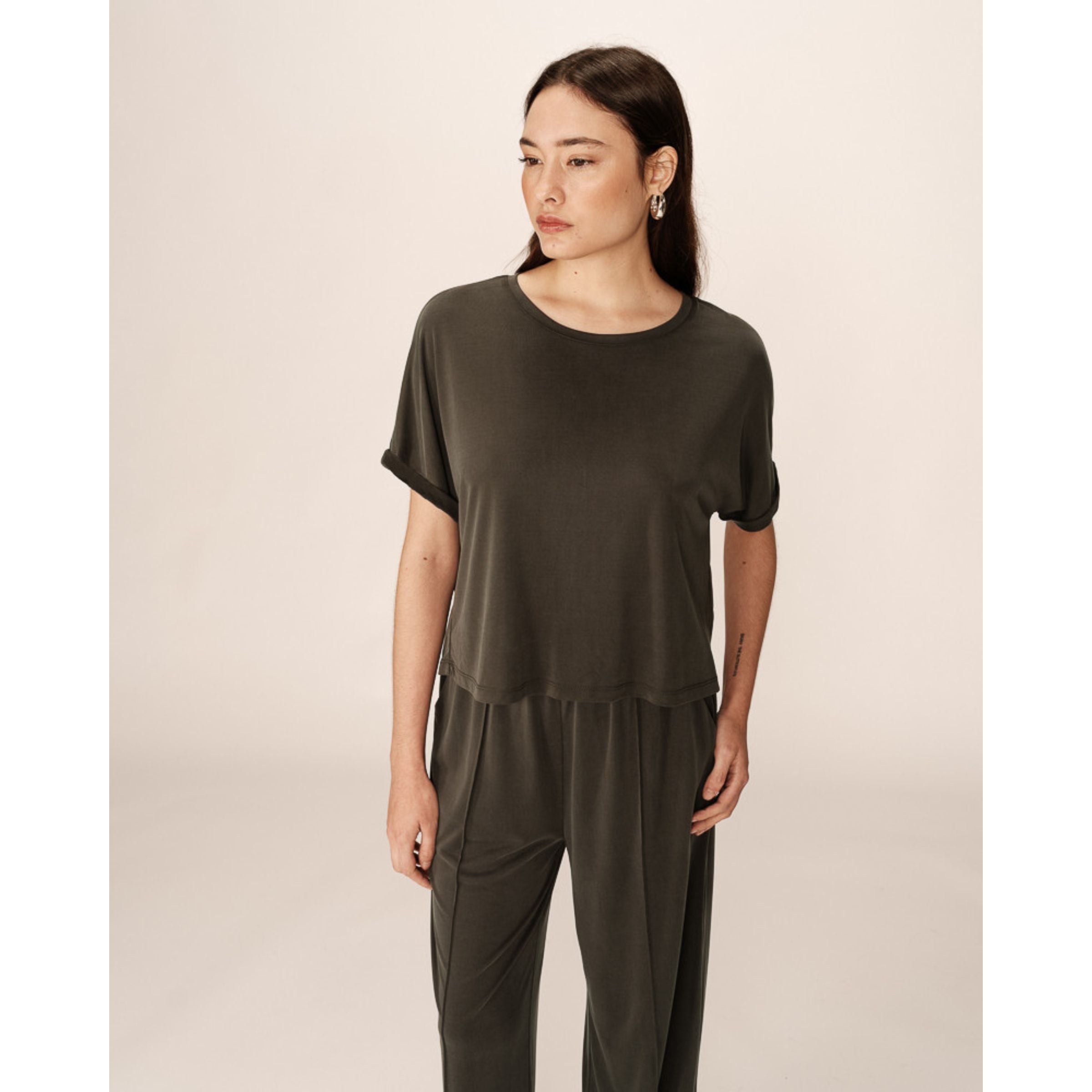 T-shirt oversize Parme — Kaki