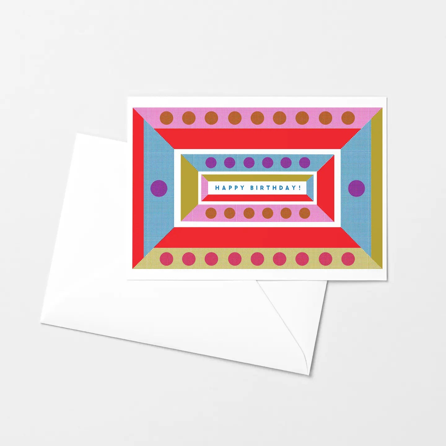 Geometric Happy Birthday Risograph Card