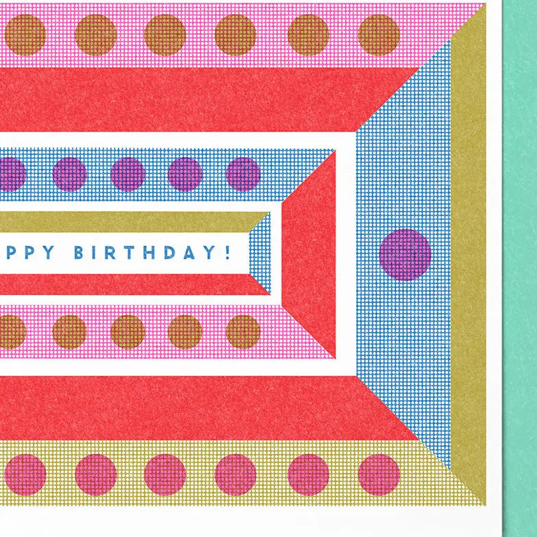 Geometric Happy Birthday Risograph Card
