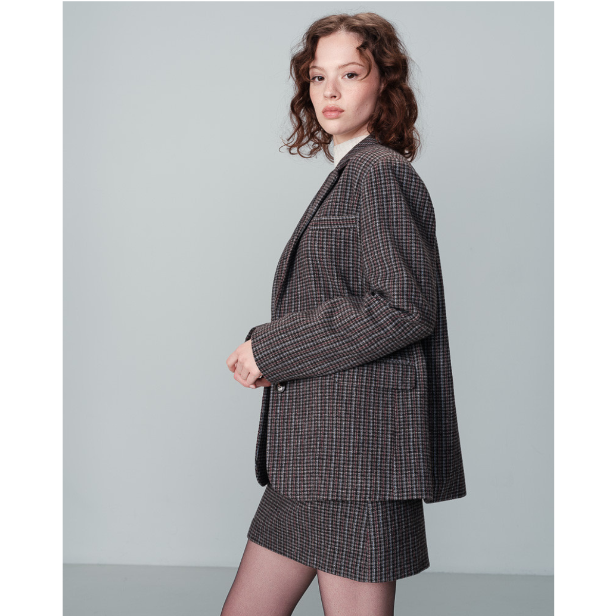 Grace & Mila Paris Novel Plaid Blazer — Anthracite - Public Mercantile