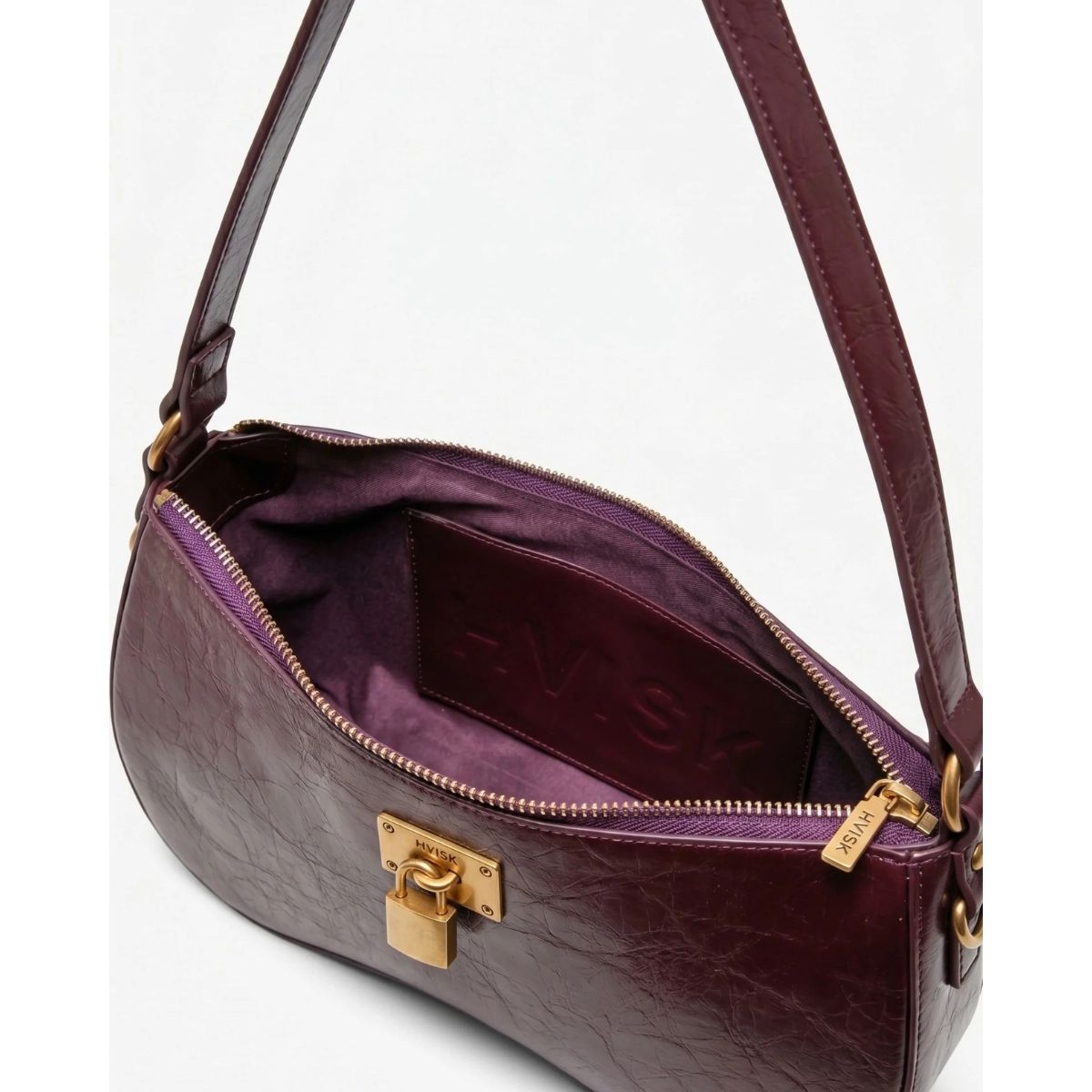 HVISK Basel Raw Padlock Bag — Deep Burgundy - Public Mercantile