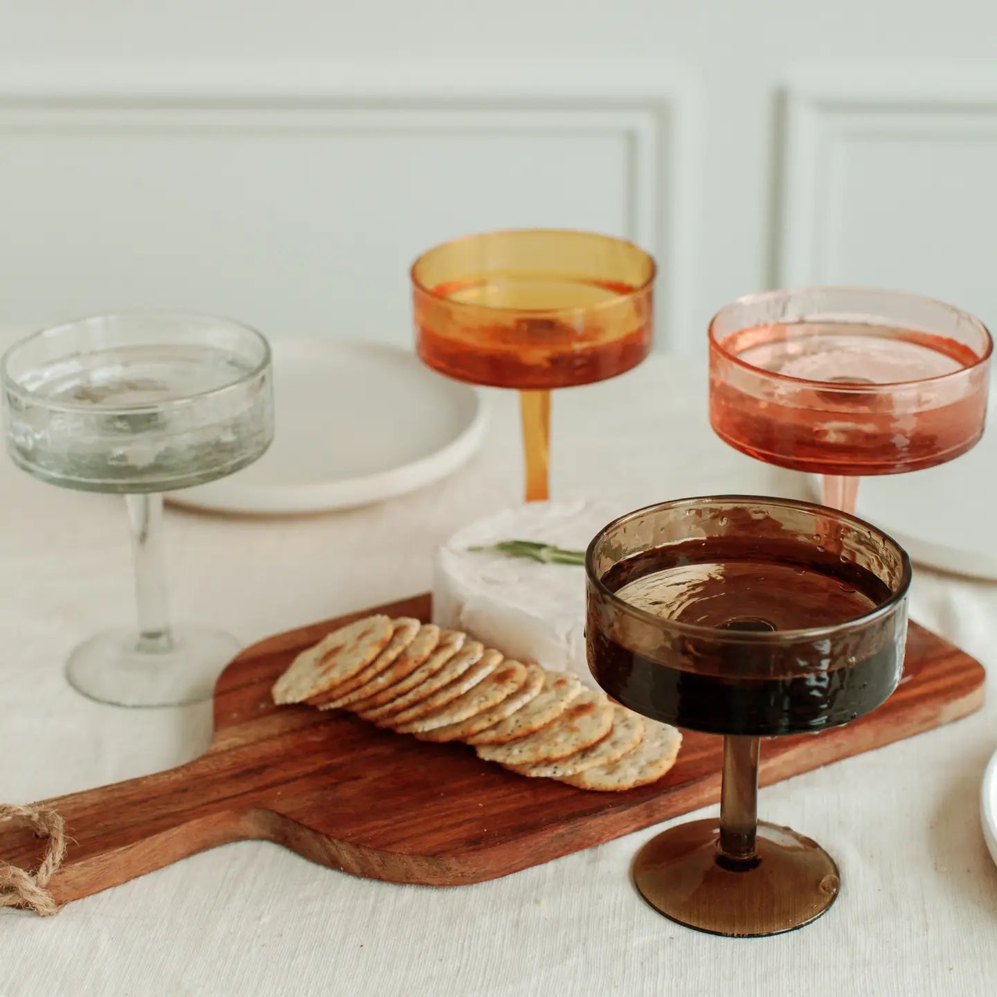 Handblown Hammered Coupe Cocktail Glass