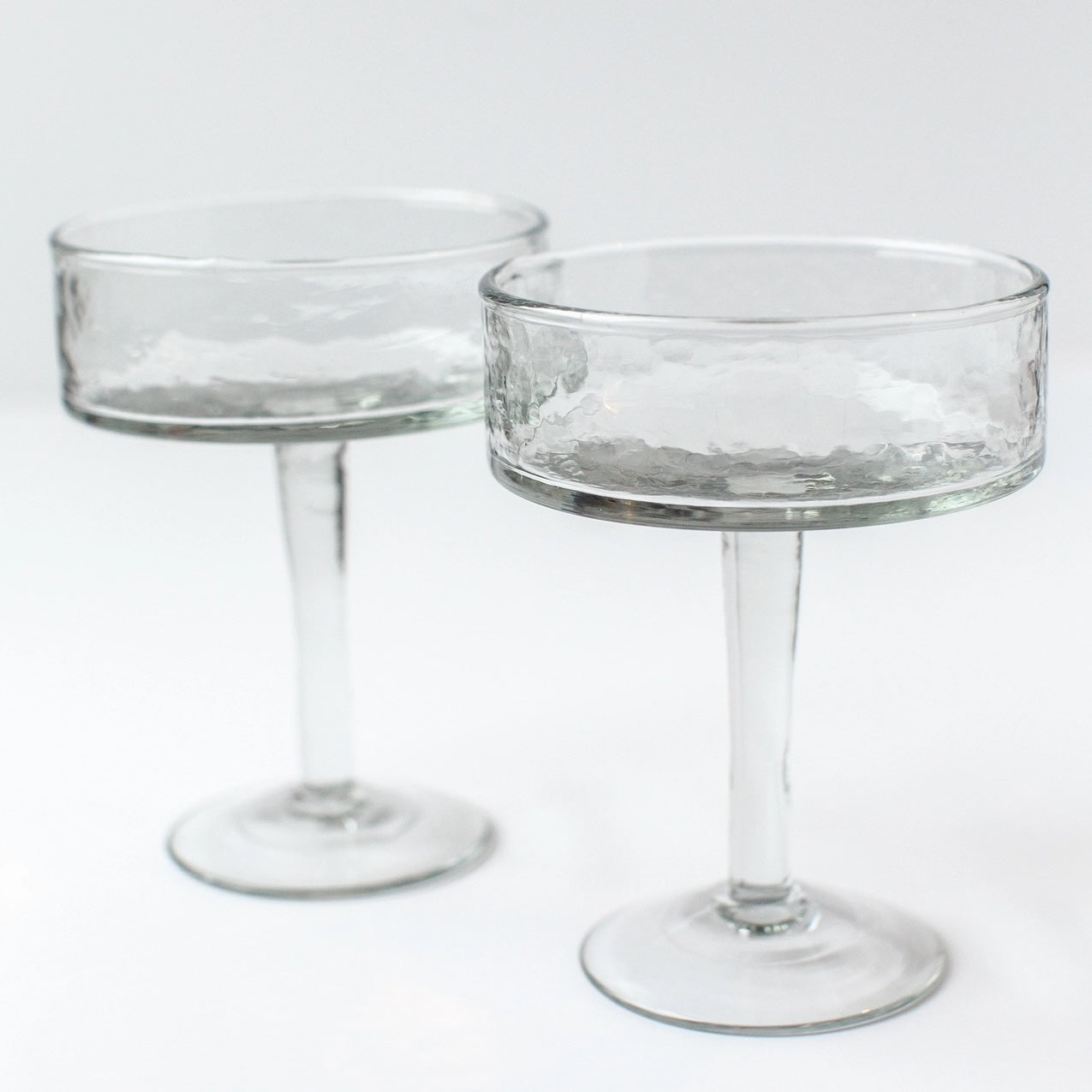 Handblown Hammered Coupe Cocktail Glass