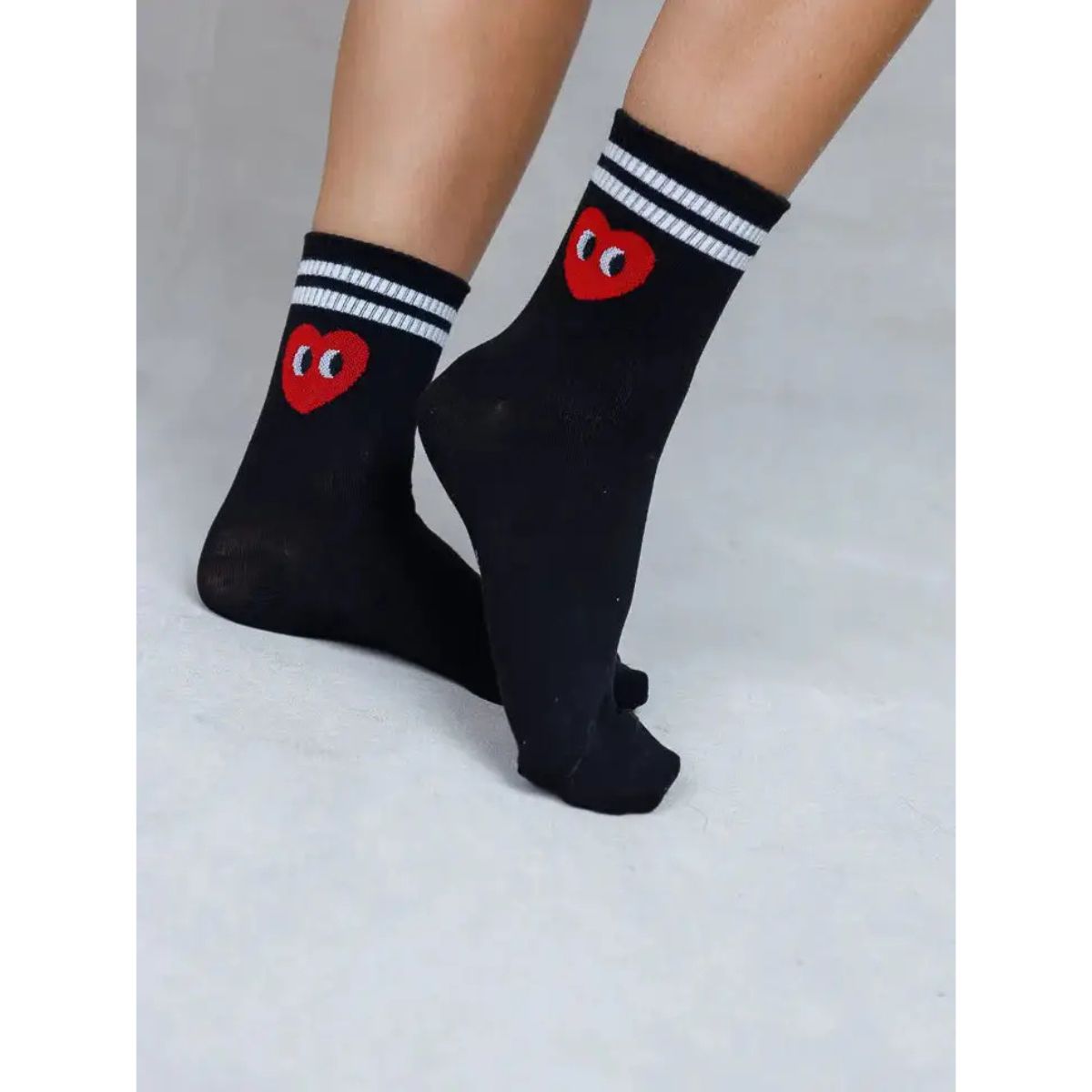 Heart Striped Crew Socks - Public Mercantile