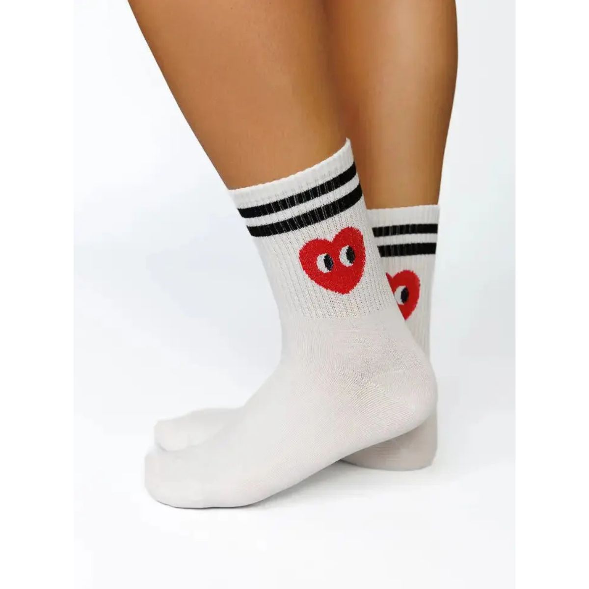 Heart Striped Crew Socks - Public Mercantile