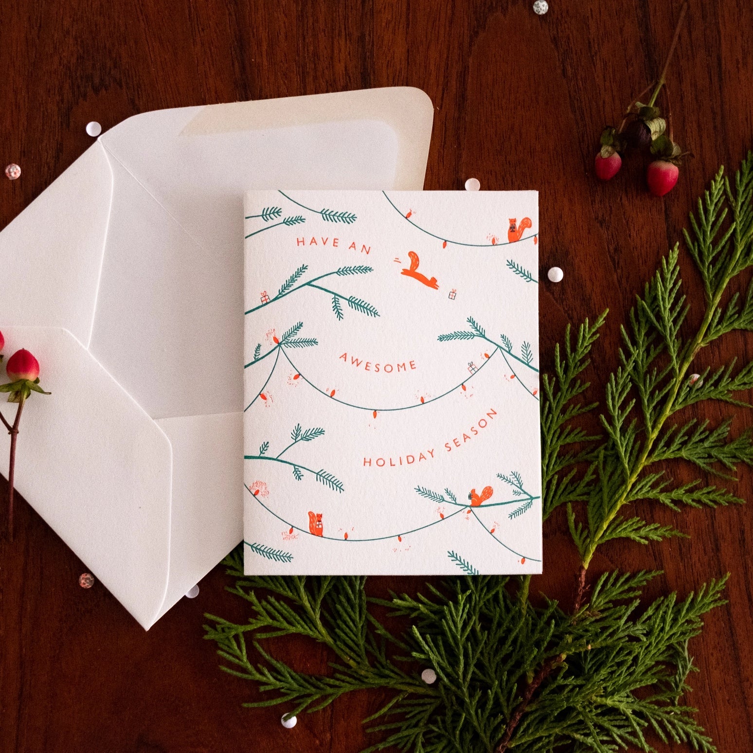 Holiday Squirrels Letterpress Card - Public Mercantile