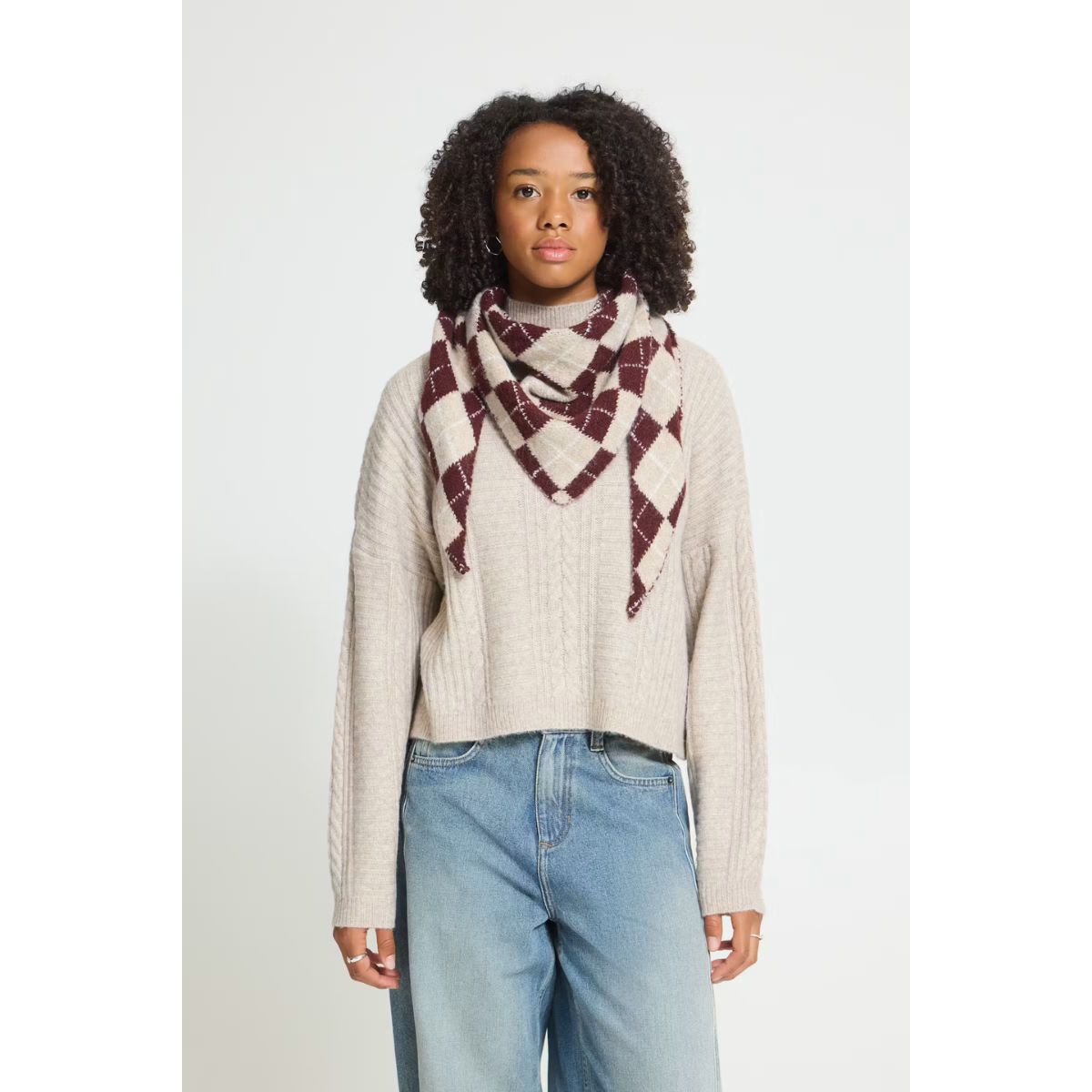 Argyle Triangle Scarf — Zinfandel