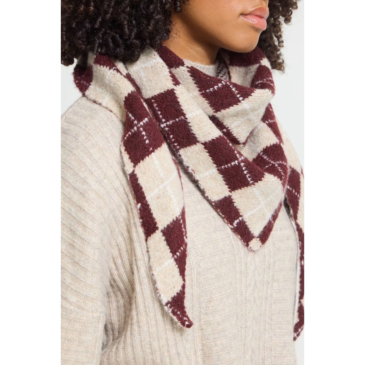 Argyle Triangle Scarf — Zinfandel