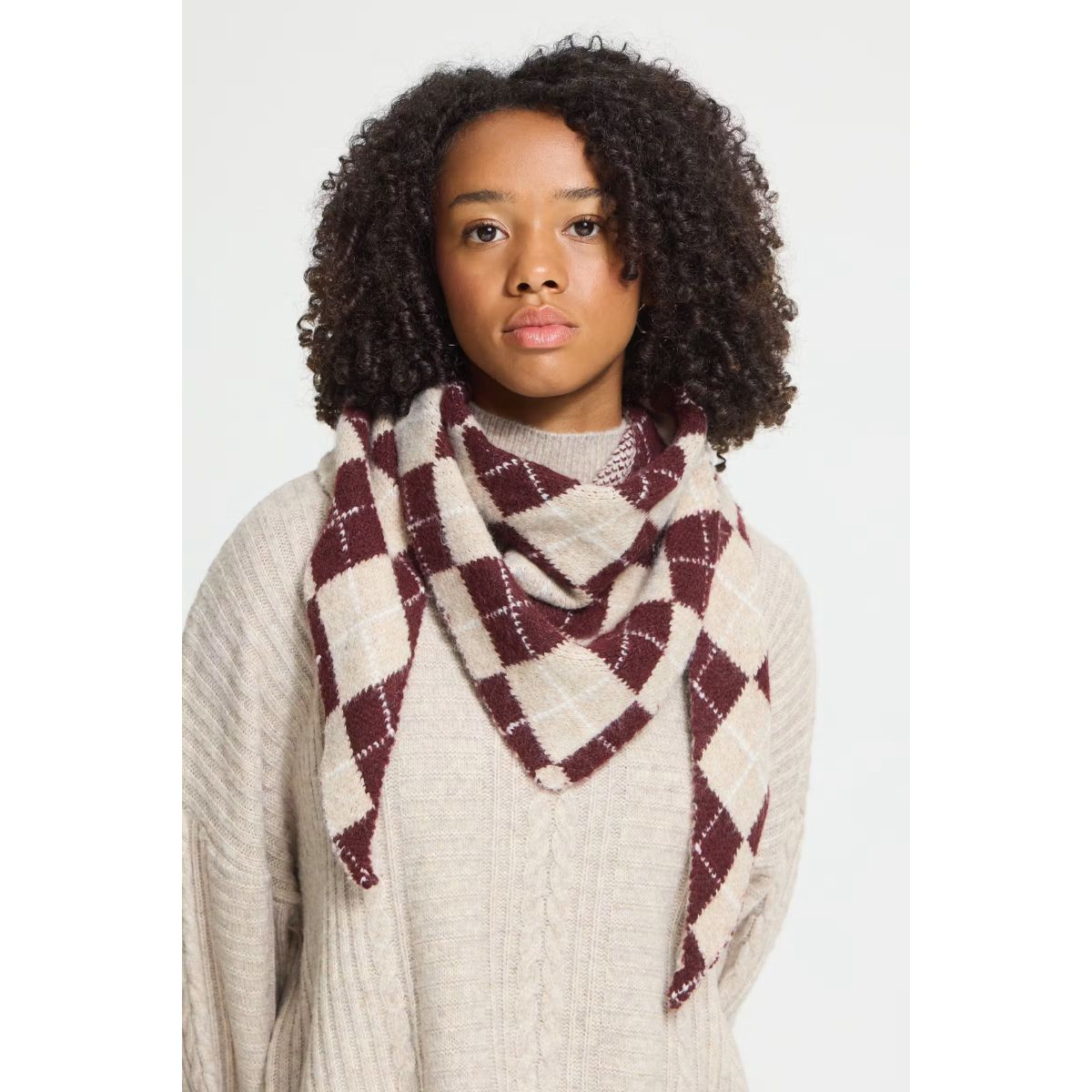 Argyle Triangle Scarf — Zinfandel