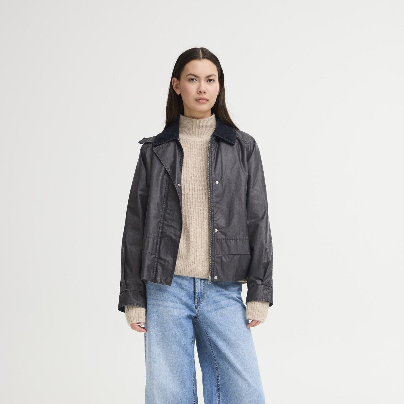 Pantalon ICHI Copenhagen Kate Jacquard - Chevrons noir/lézard