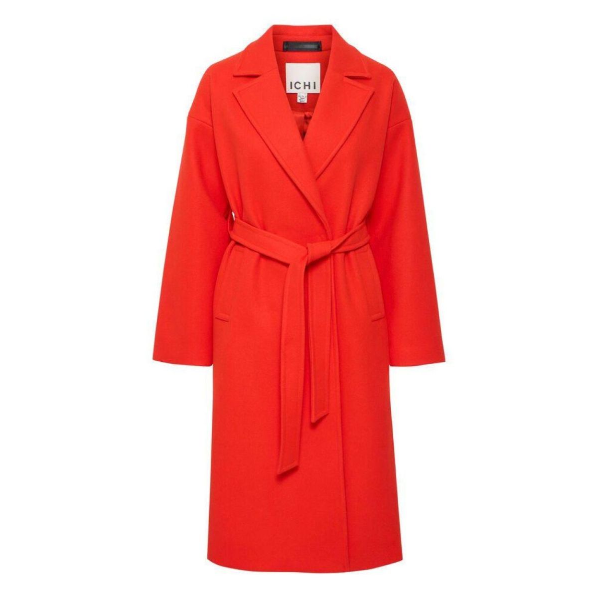 Jannet Belted Overcoat — Fiery Red