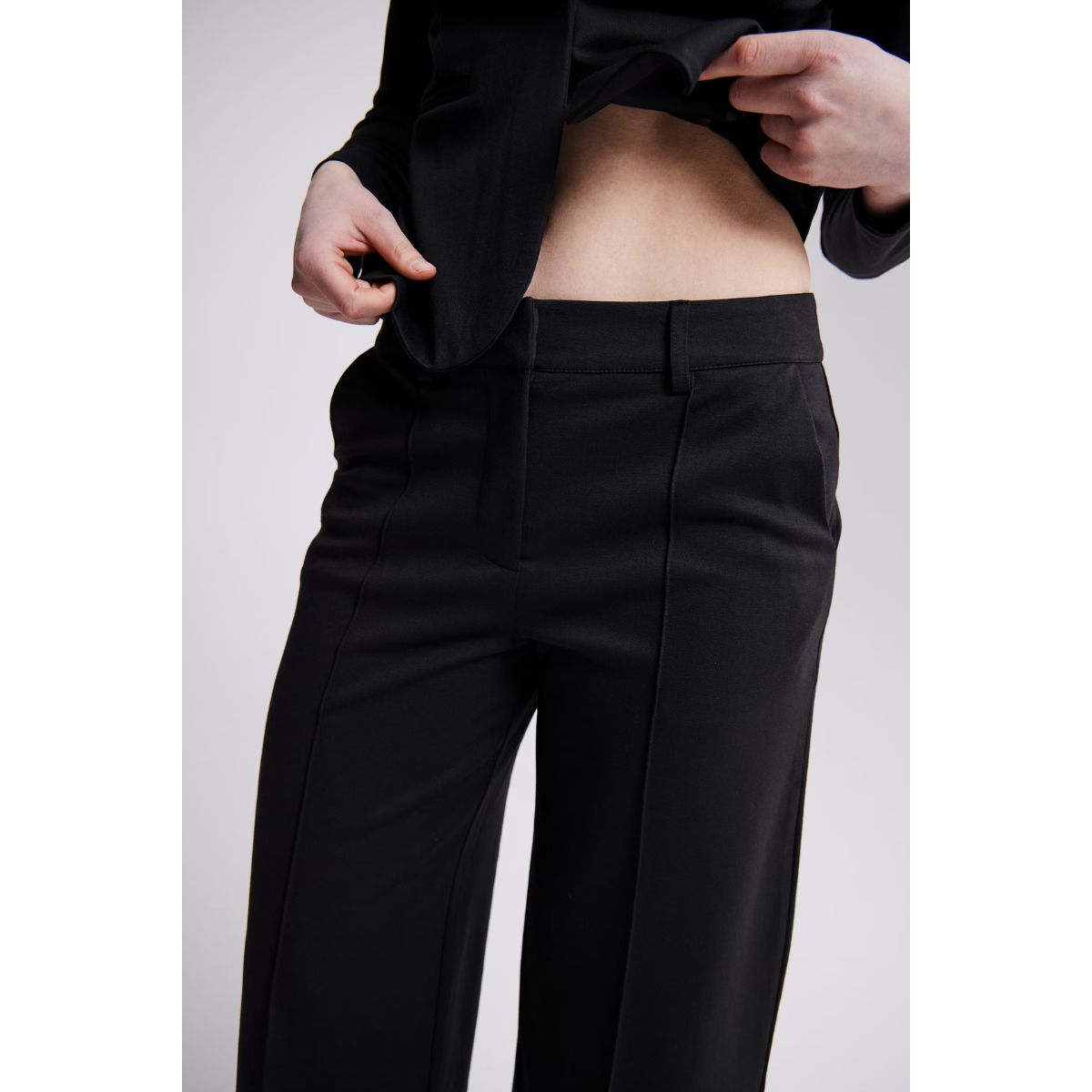 Pantalon ICHI Copenhagen Kate Jacquard - Chevrons noir/lézard