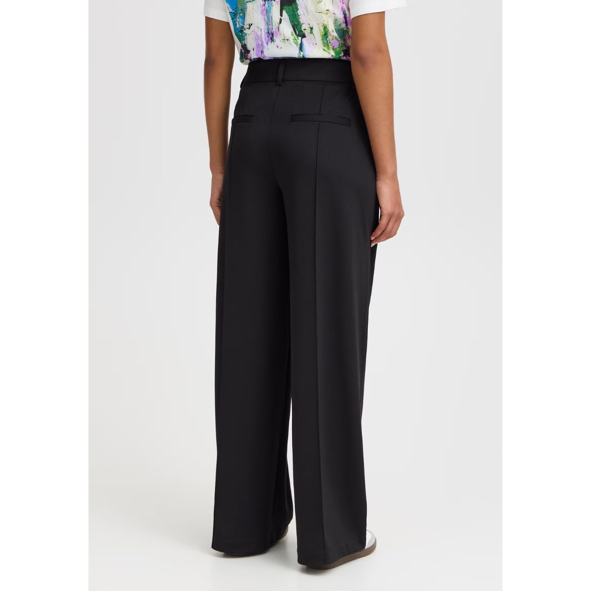 Pantalon ICHI Copenhagen Kate Jacquard - Chevrons noir/lézard