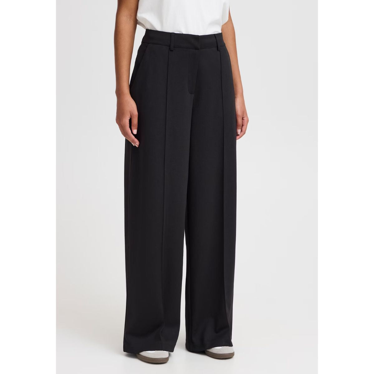 Pantalon ICHI Copenhagen Kate Jacquard - Chevrons noir/lézard