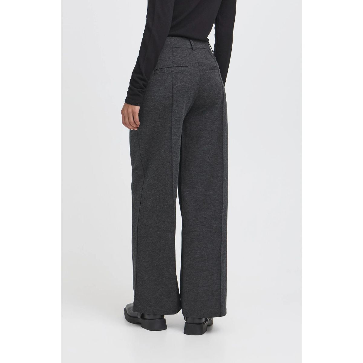 Pantalon ICHI Copenhagen Kate Jacquard - Chevrons noir/lézard