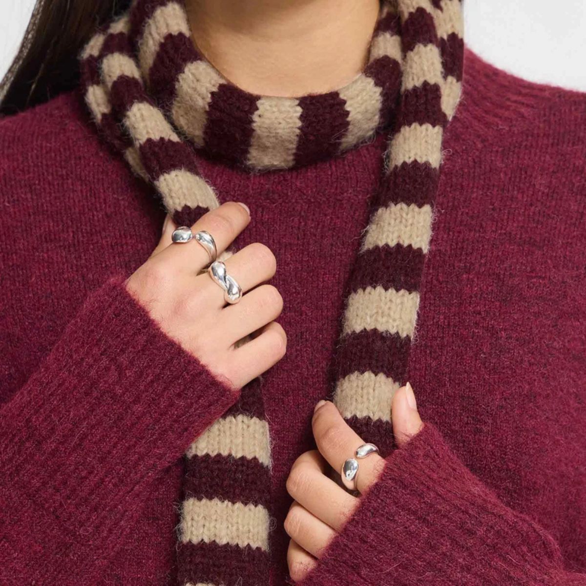 Rosamunde Skinny Scarf — Zinfandel Stripe