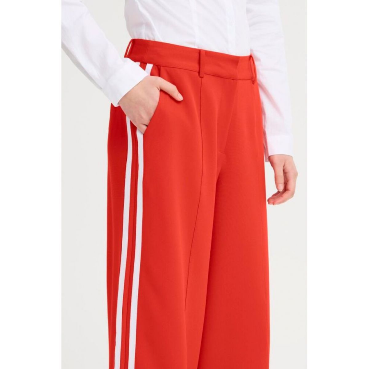 Folavi Twin Stripe Trousers — Black