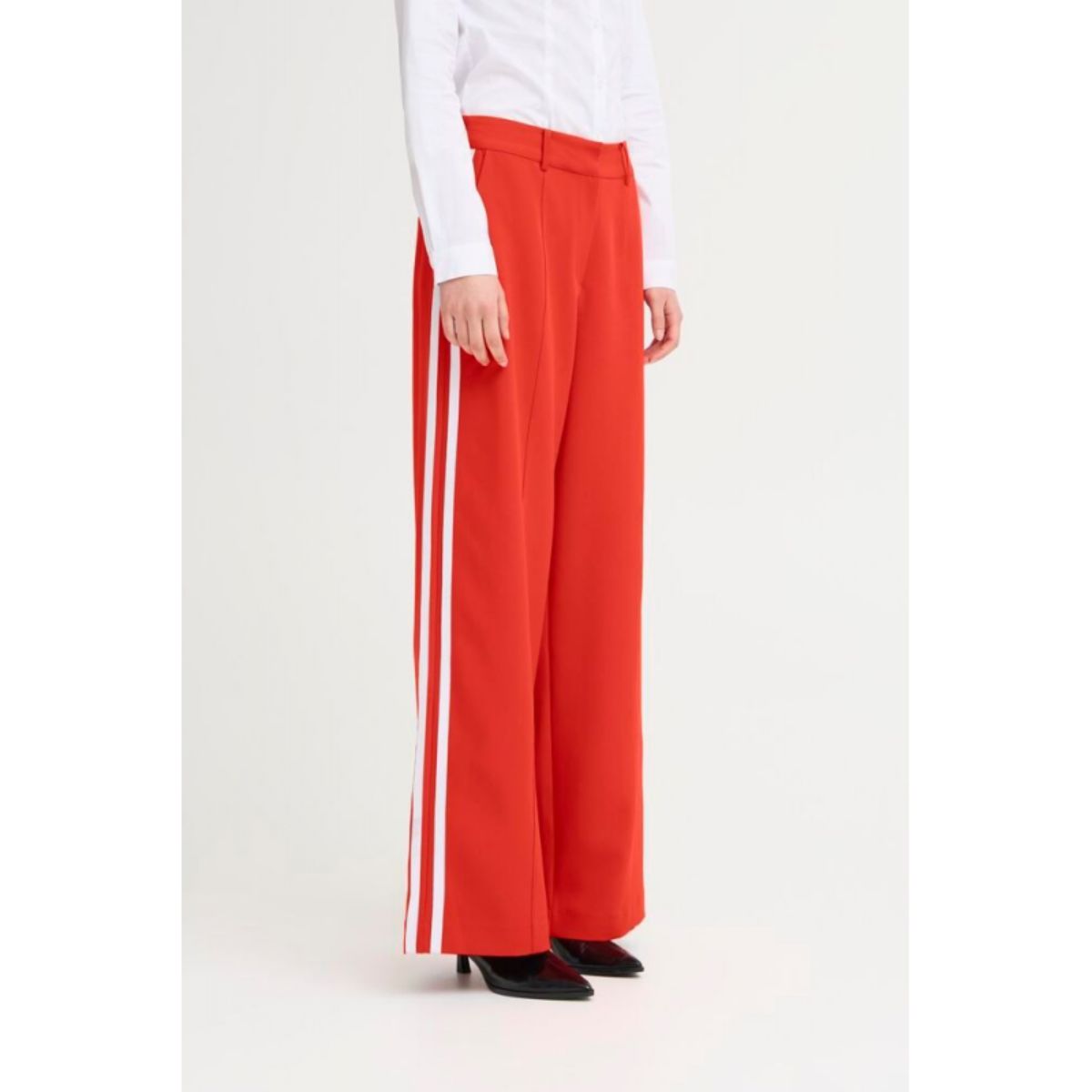 Folavi Twin Stripe Trousers — Black