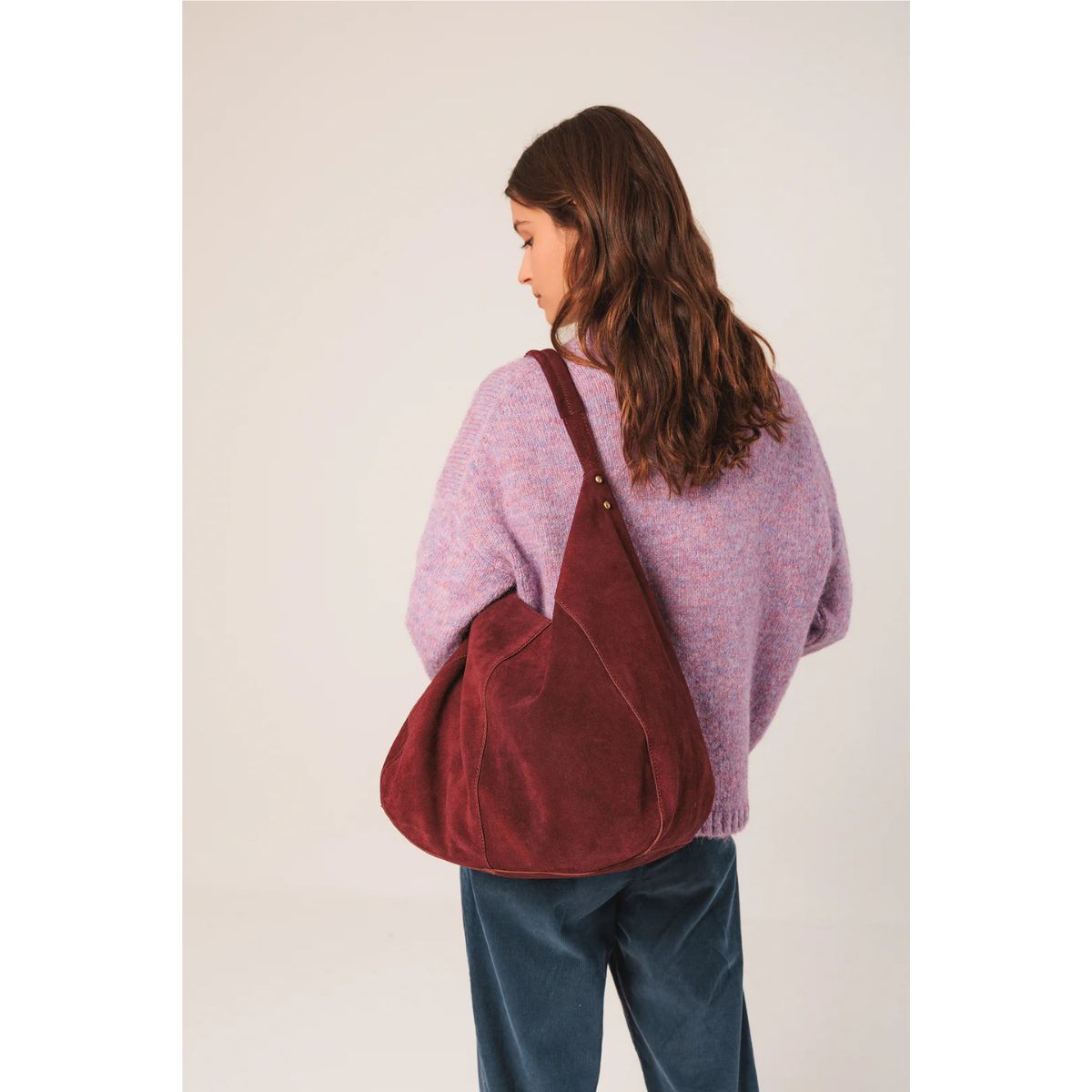 Split Leather Tote — Garnet