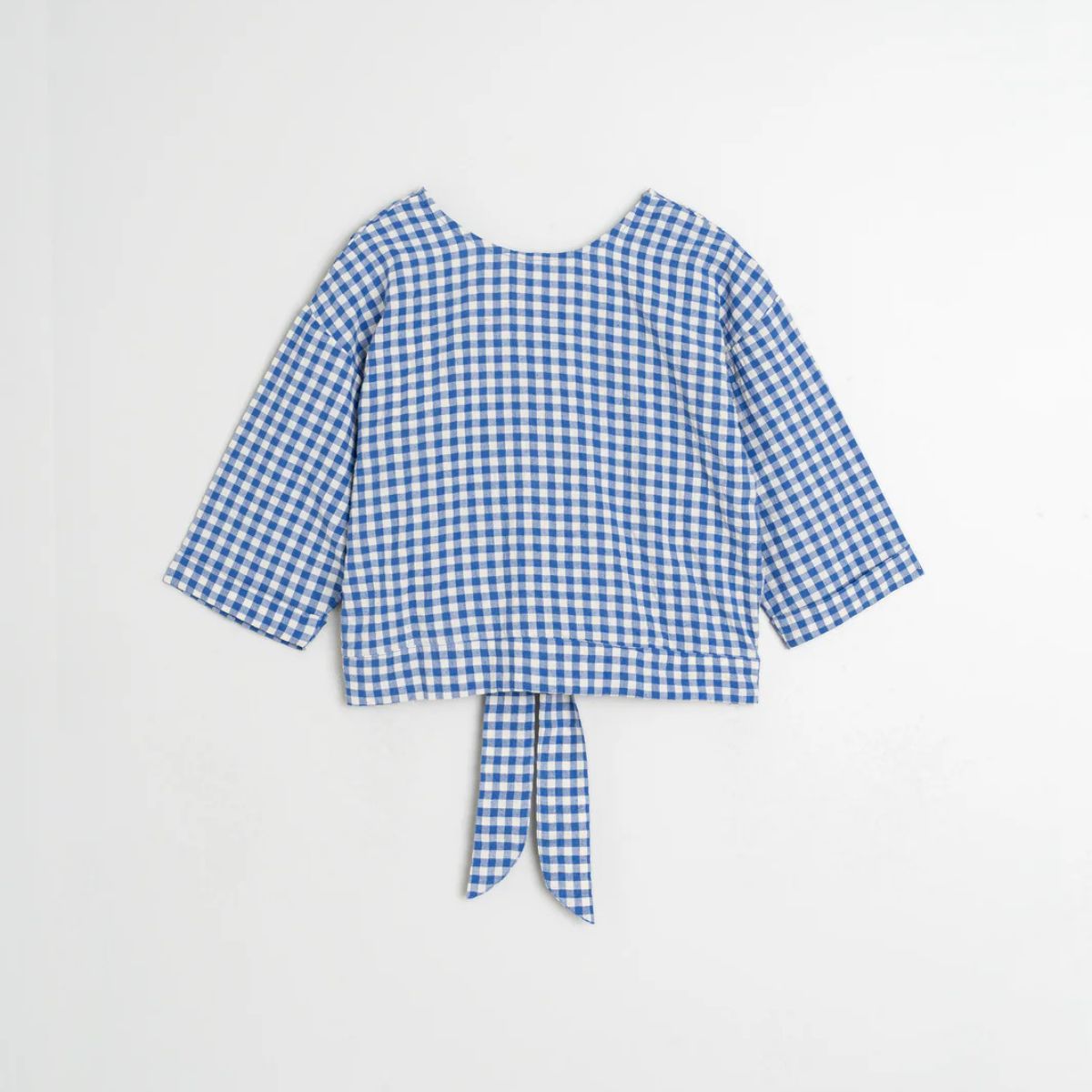 Tie-Crop Gingham Shirt — British Blue - Public Mercantile