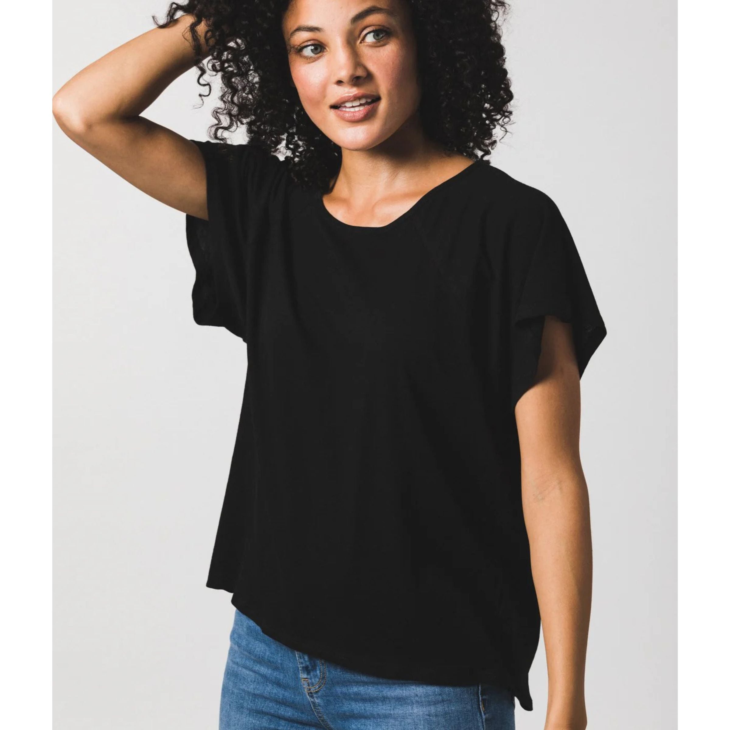 Organic Cotton Raglan Crewneck T-Shirt — Black