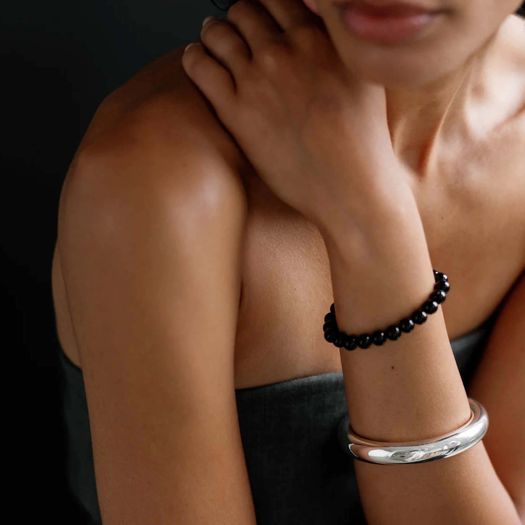 Bracelet Grande Boule Tourmaline Noire — Lisbeth