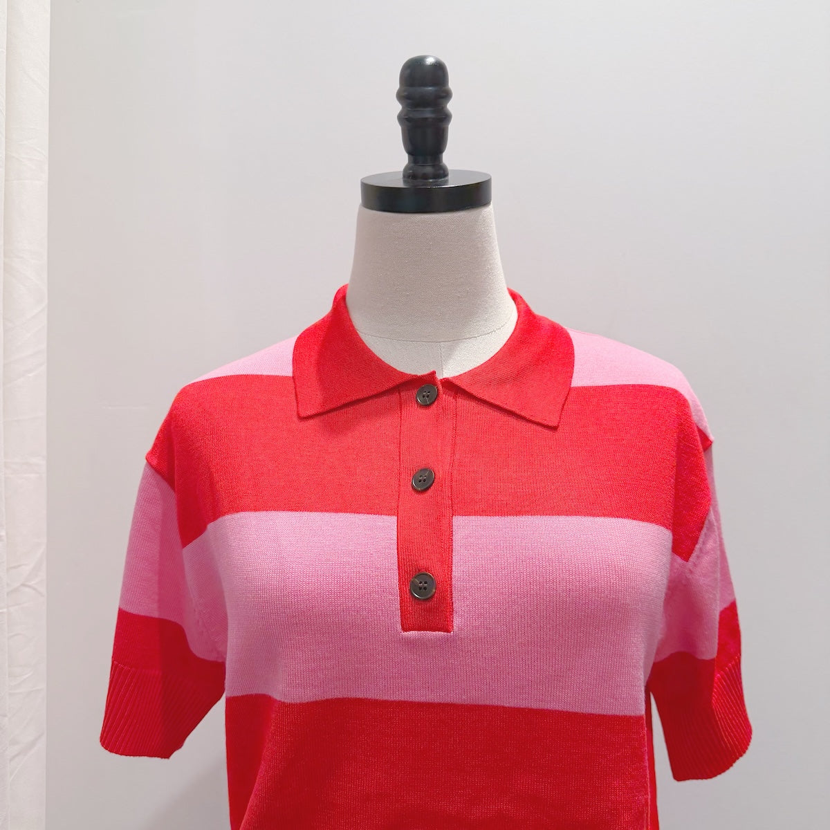 Lulu Striped Polo Shirt — Pink & Red - Public Mercantile