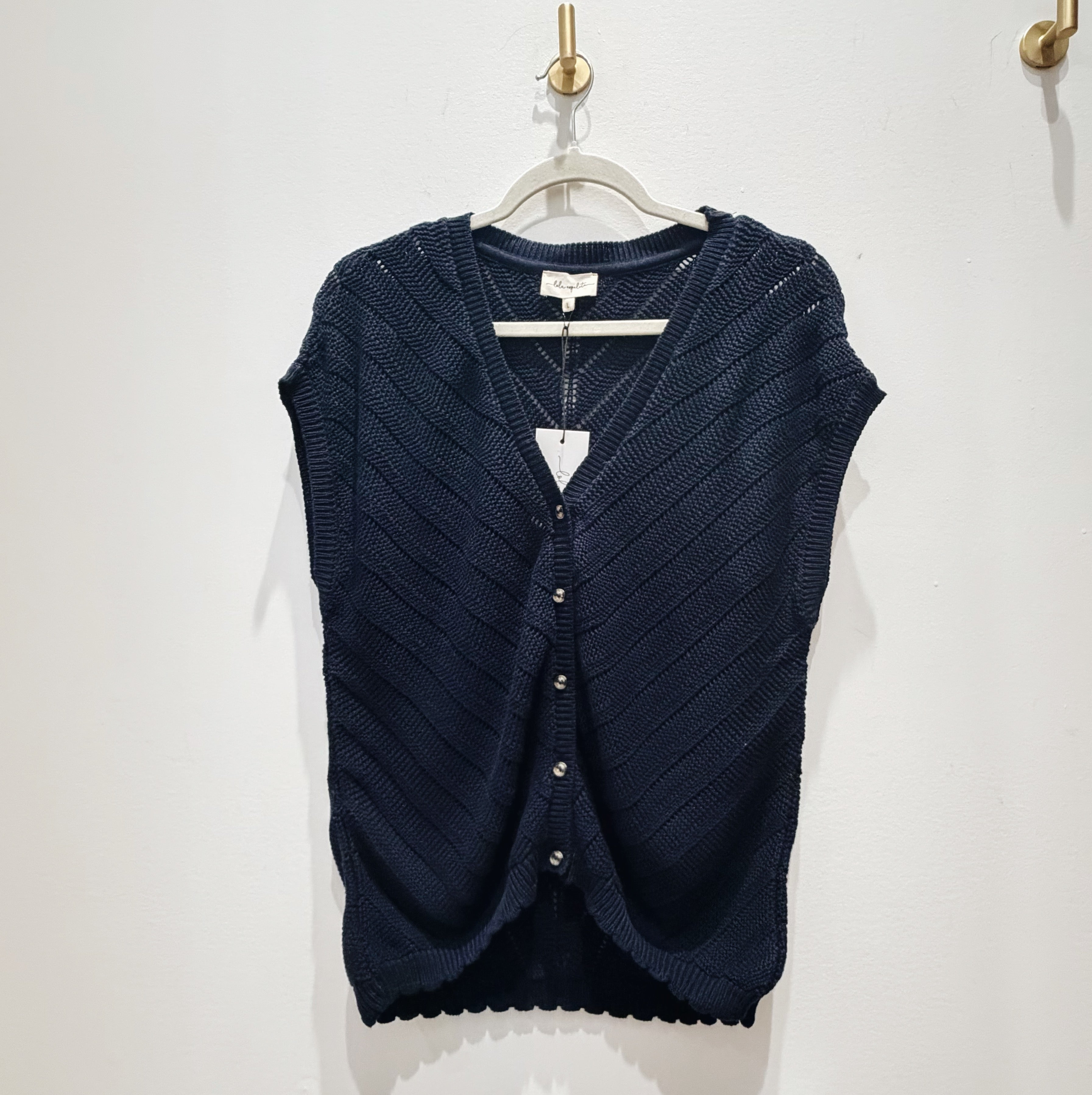 Sleeveless Cardigan — Navy