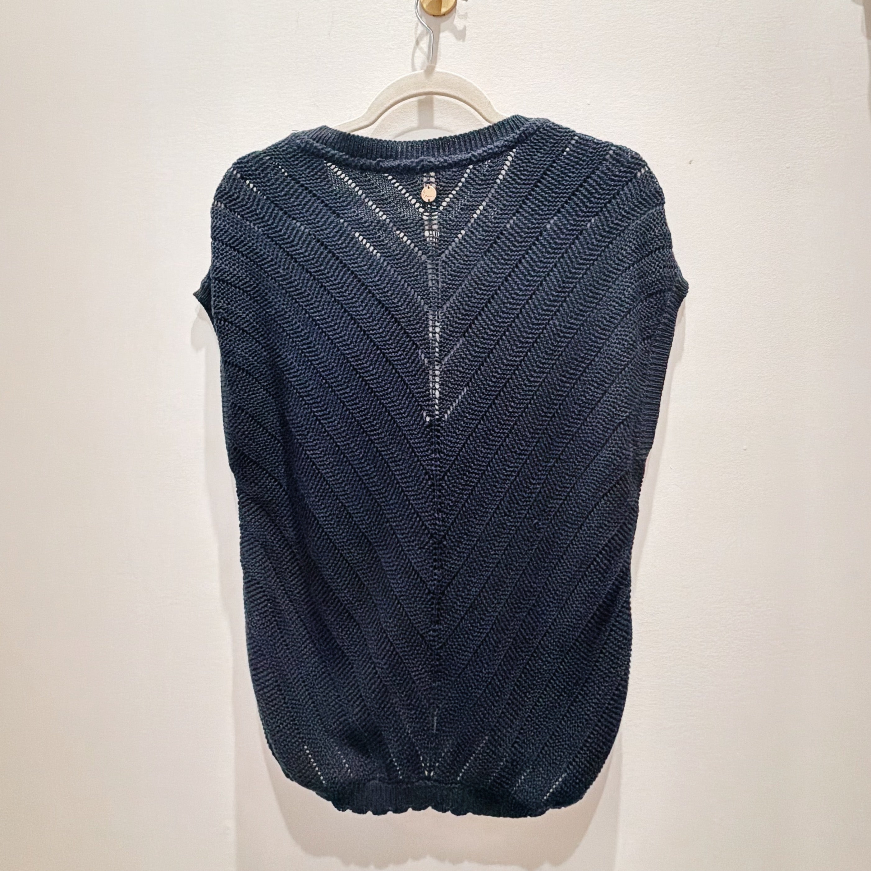 Sleeveless Cardigan — Navy