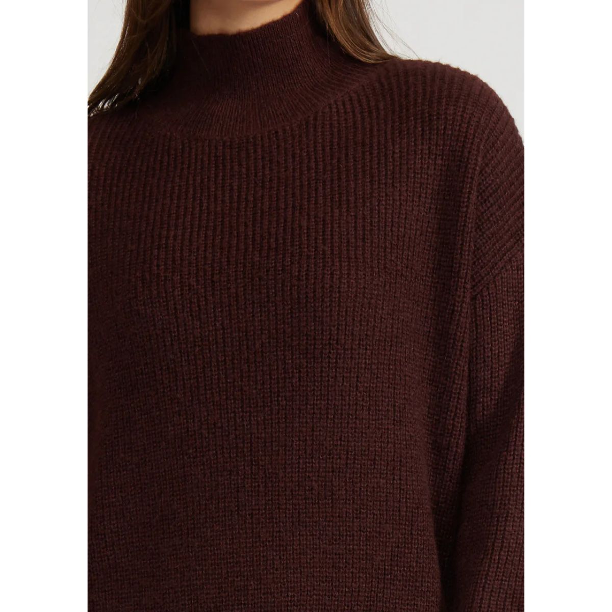Lucy Paris Axel Turtleneck Sweater — Brown