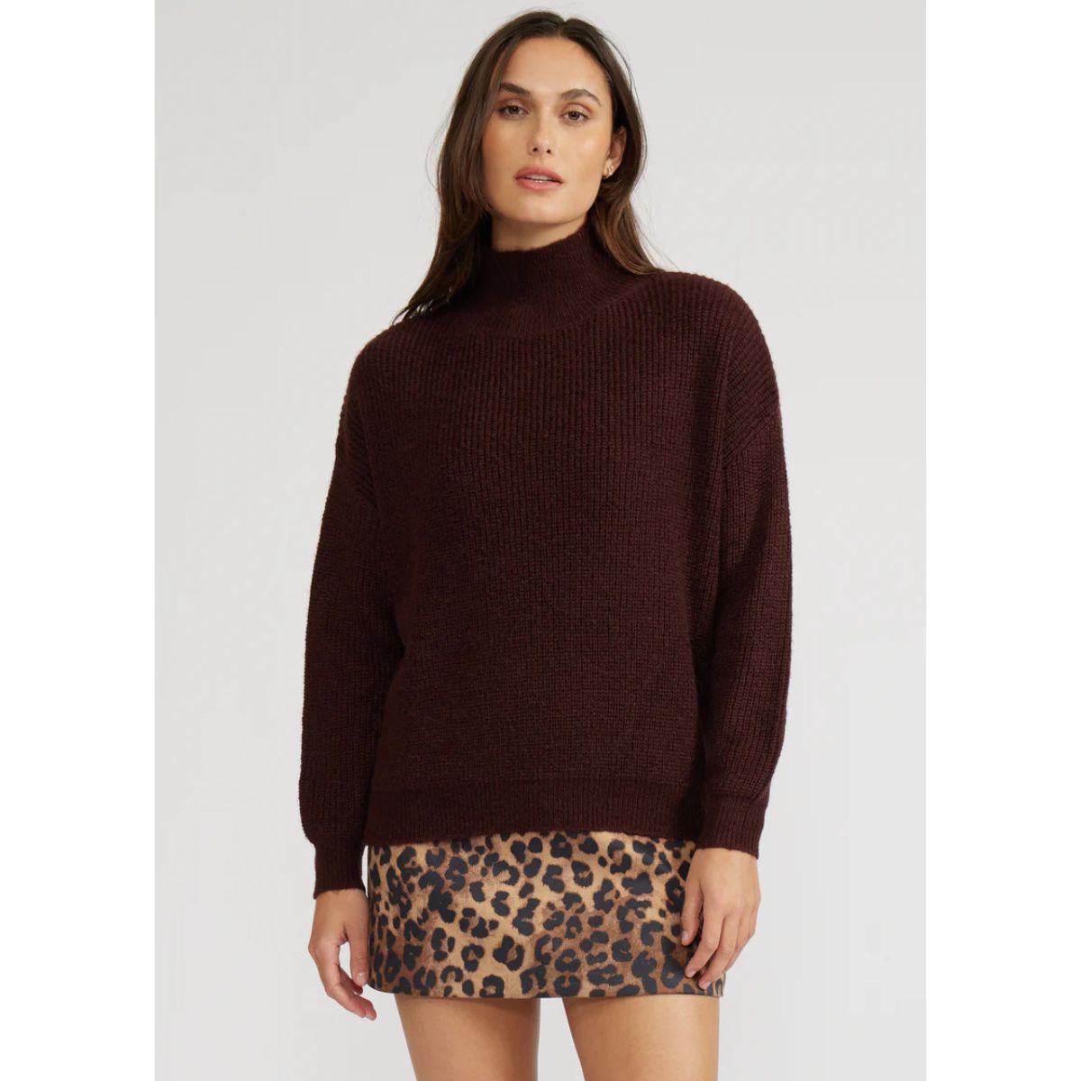 Lucy Paris Axel Turtleneck Sweater — Brown