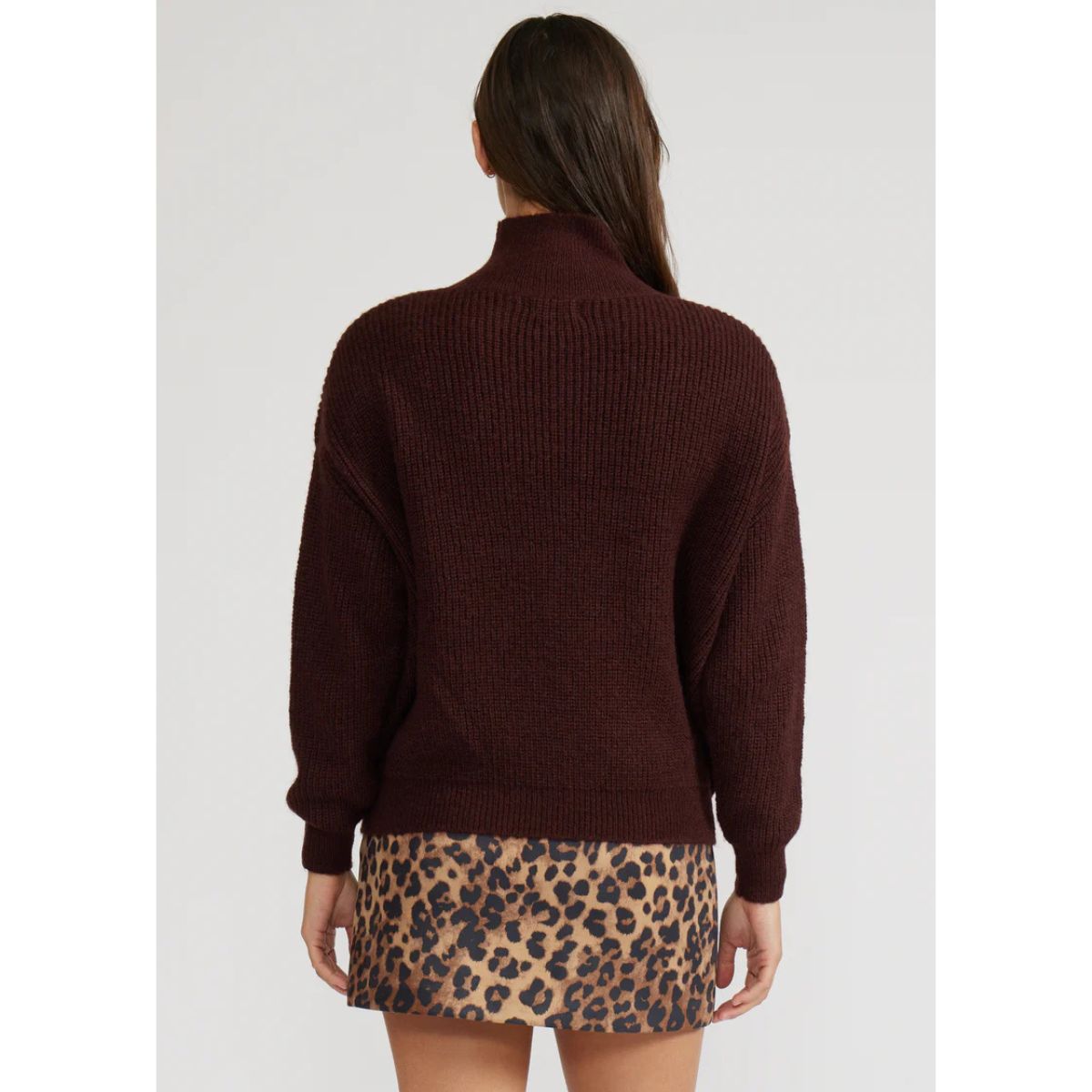 Lucy Paris Axel Turtleneck Sweater — Brown