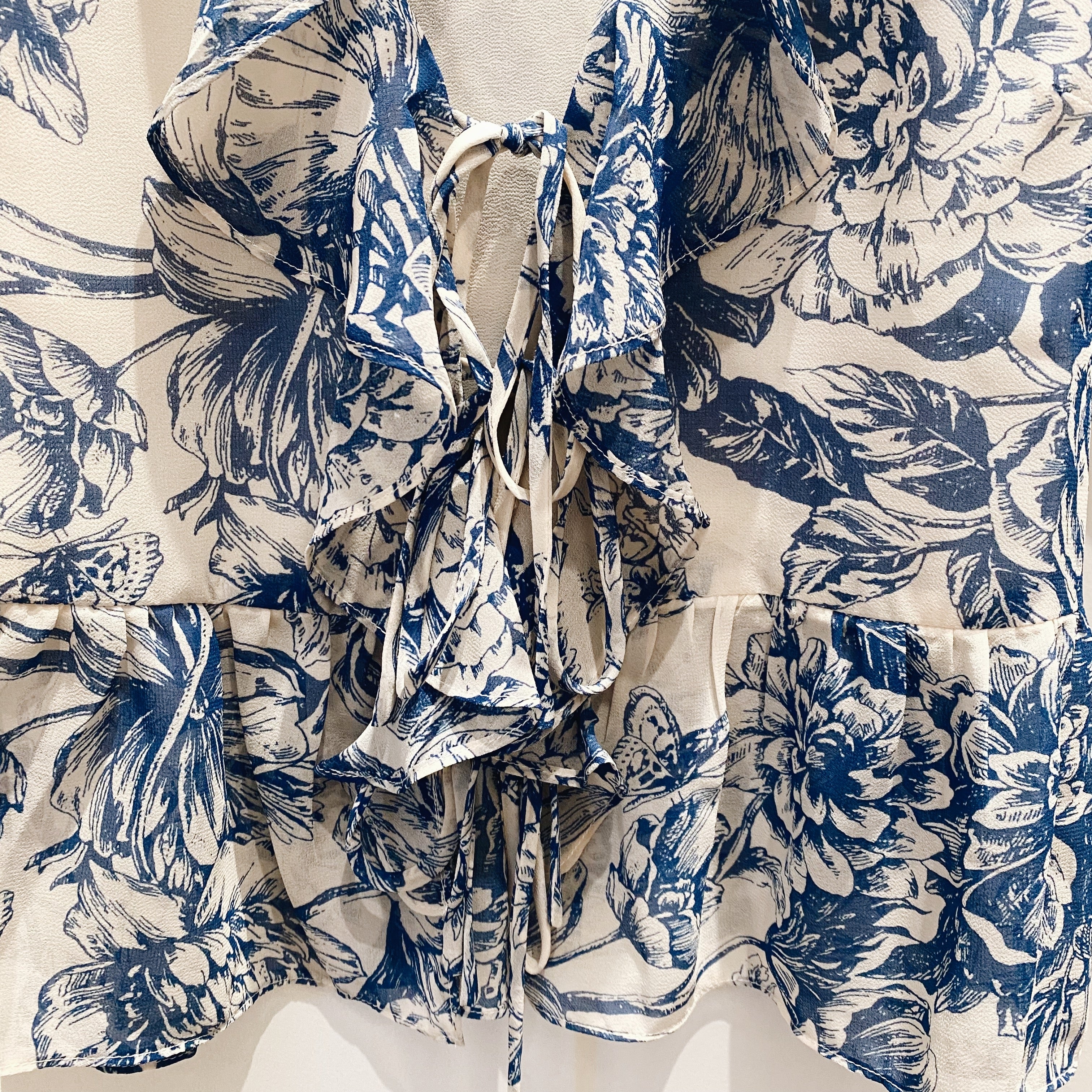 Lucy Paris Bee Ruffle Top — Blue Floral