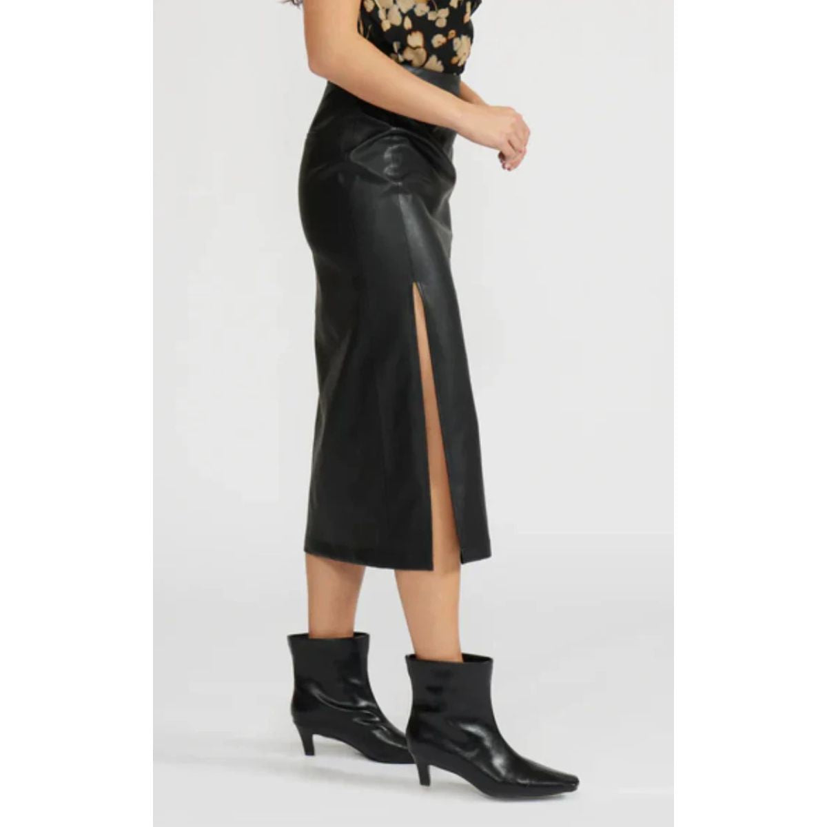 Lucy Paris Cade Faux Leather Skirt — Black