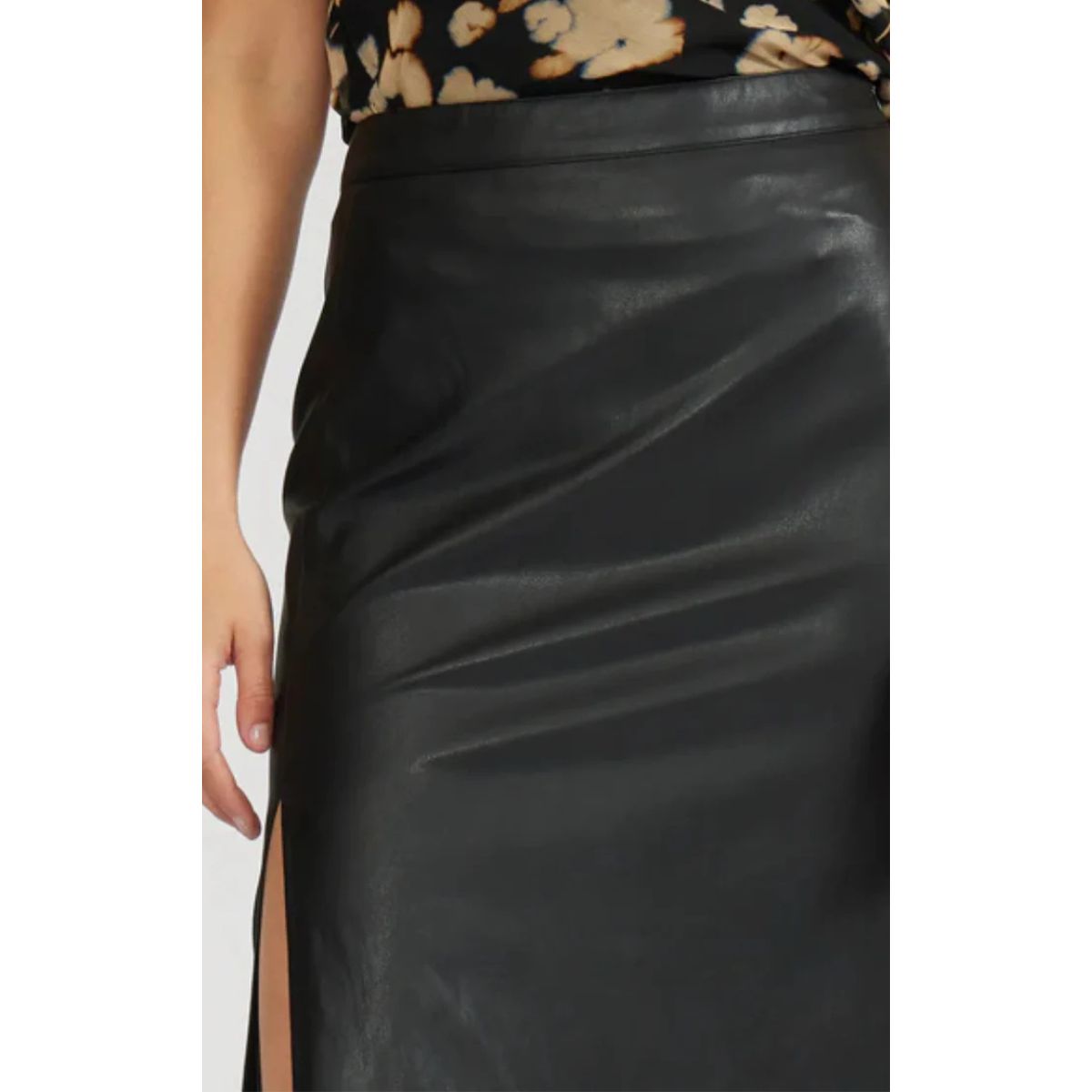 Lucy Paris Cade Faux Leather Skirt — Black