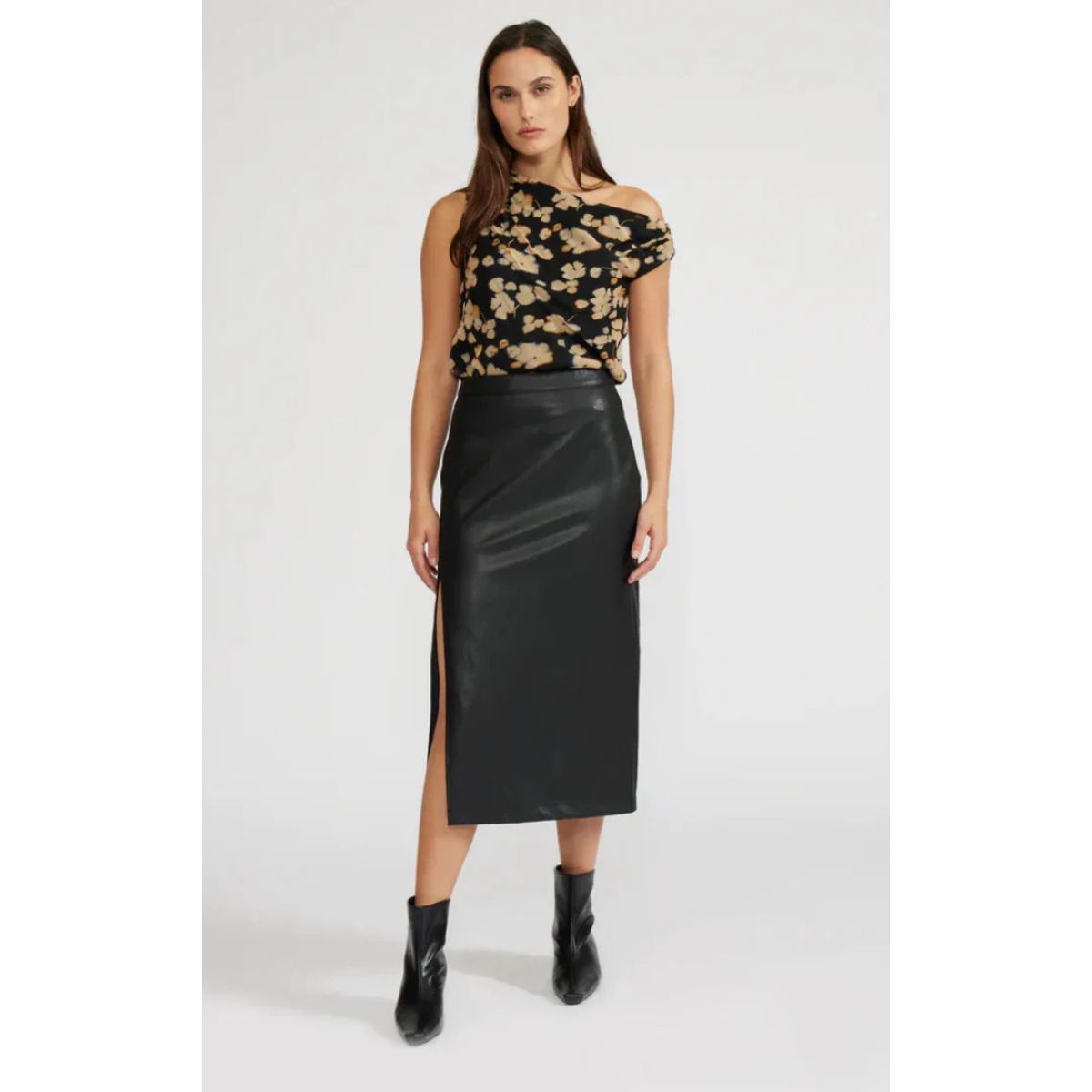 Lucy Paris Cade Faux Leather Skirt — Black