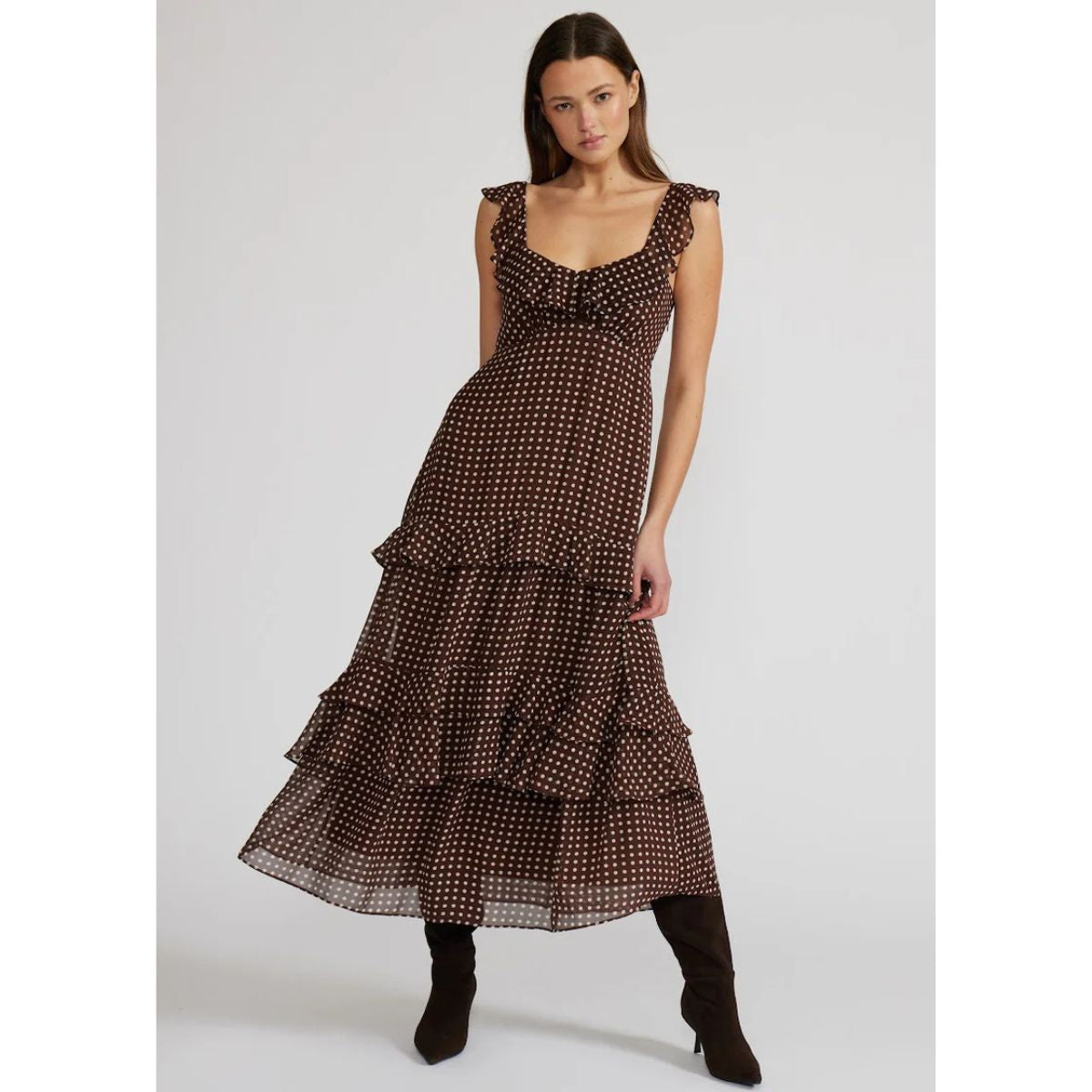 Lucy Paris Cassandra Tiered Dress — Brown